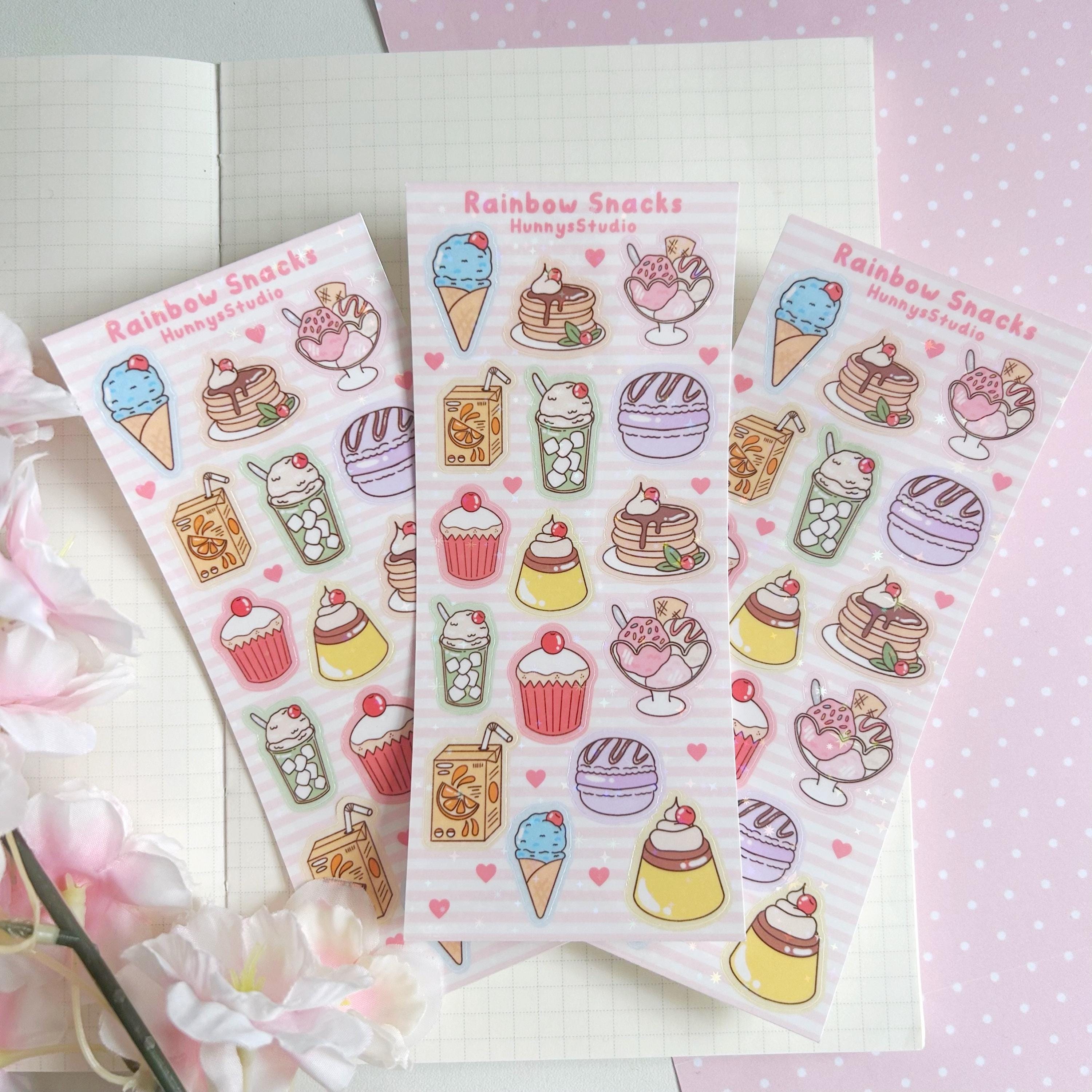 Rainbow snacks vinyl holographic sticker sheet