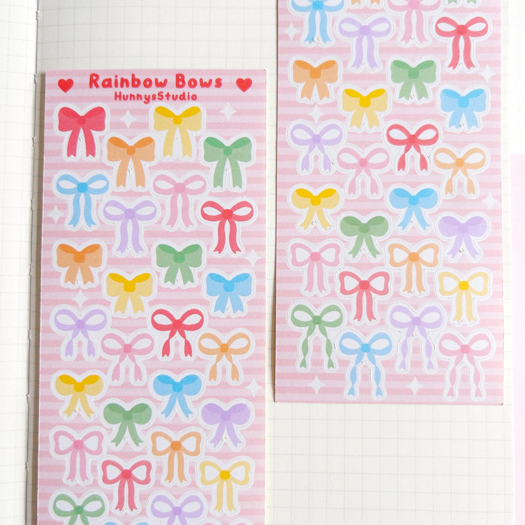 Rainbow bows matte sticker sheet