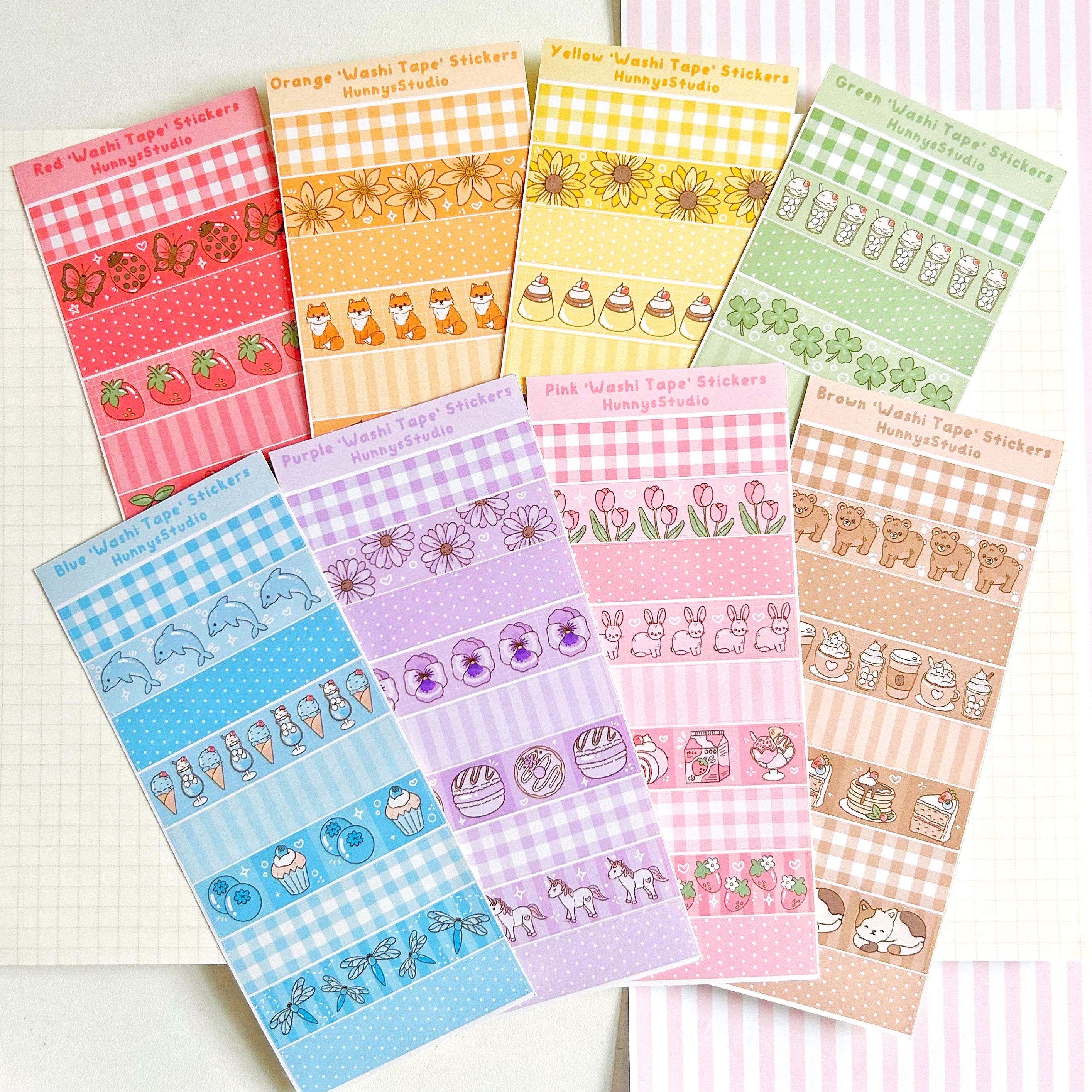 Rainbow ‘washi tape’ matte sticker sheets