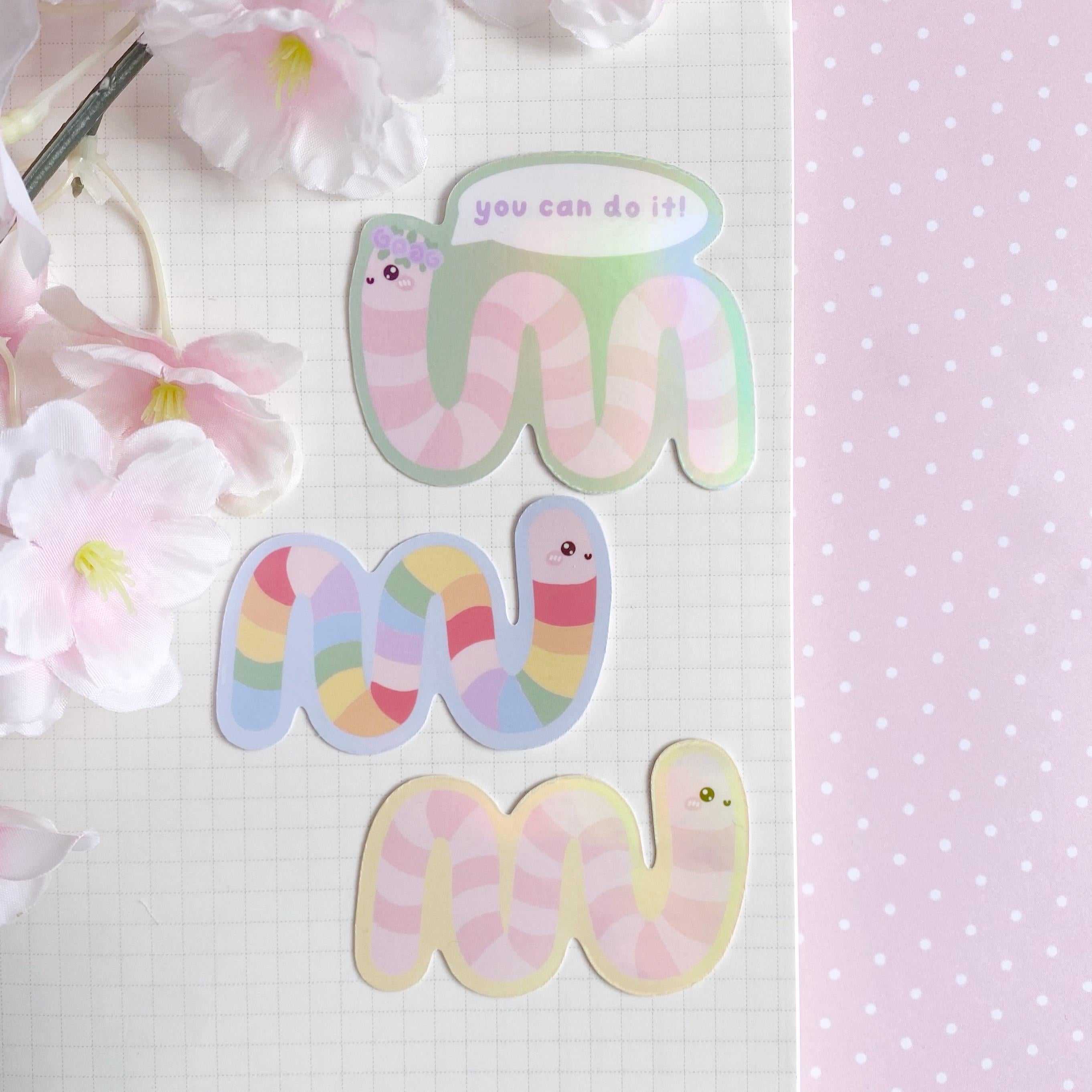 Wilbur worm you can do it die cut vinyl holo sticker