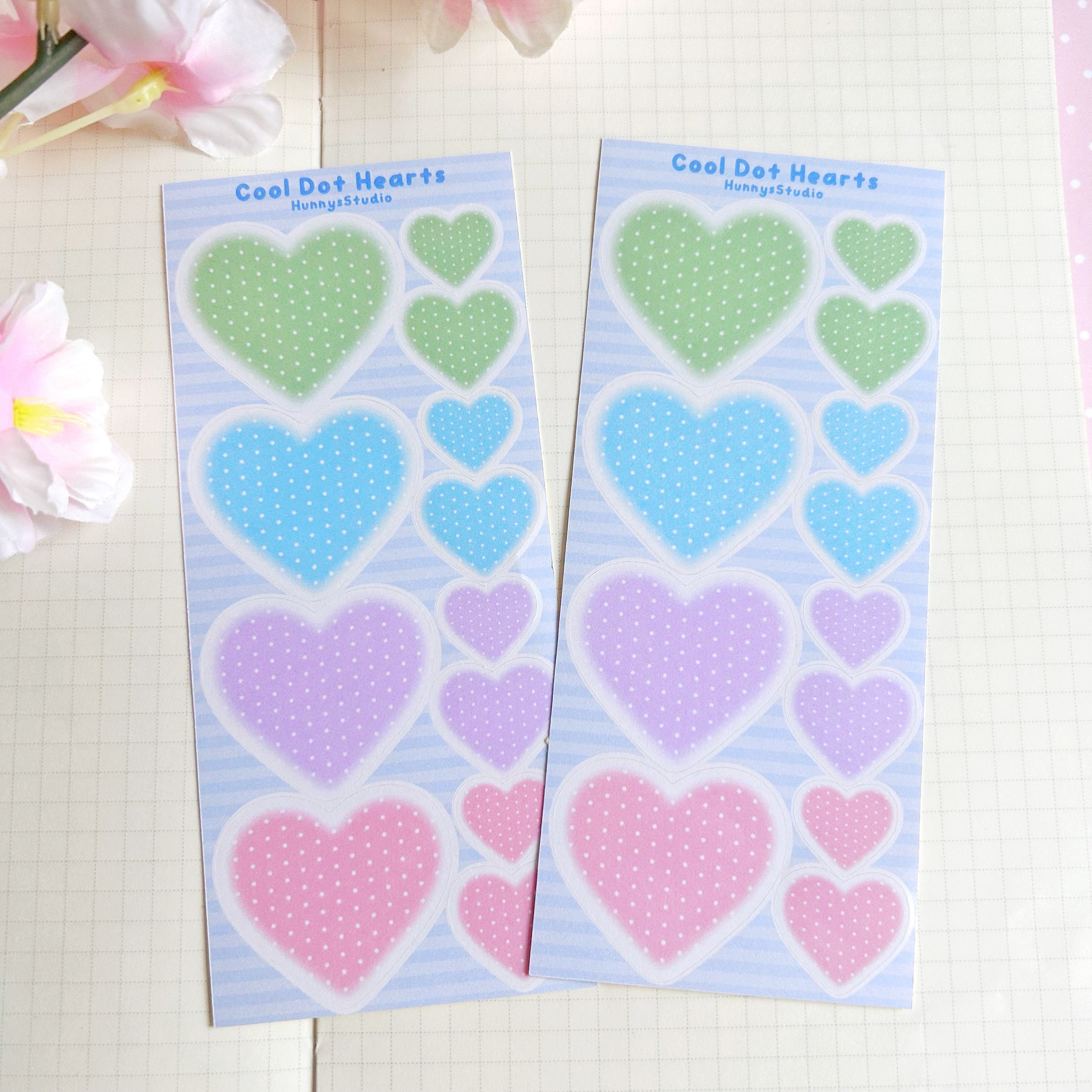 Warm and cool dot heart matte sticker sheet