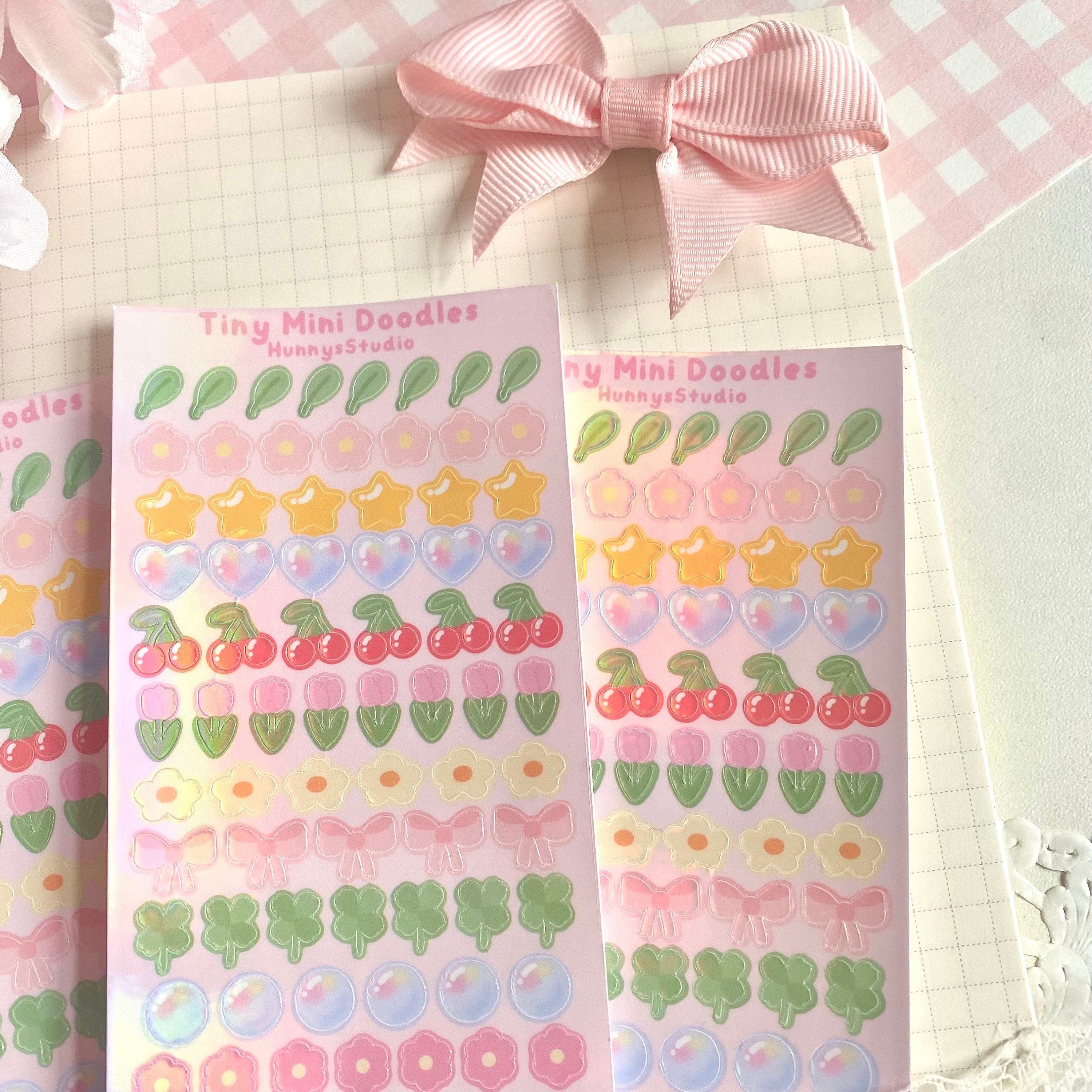 Tiny Mini doodles holographic vinyl sticker sheet