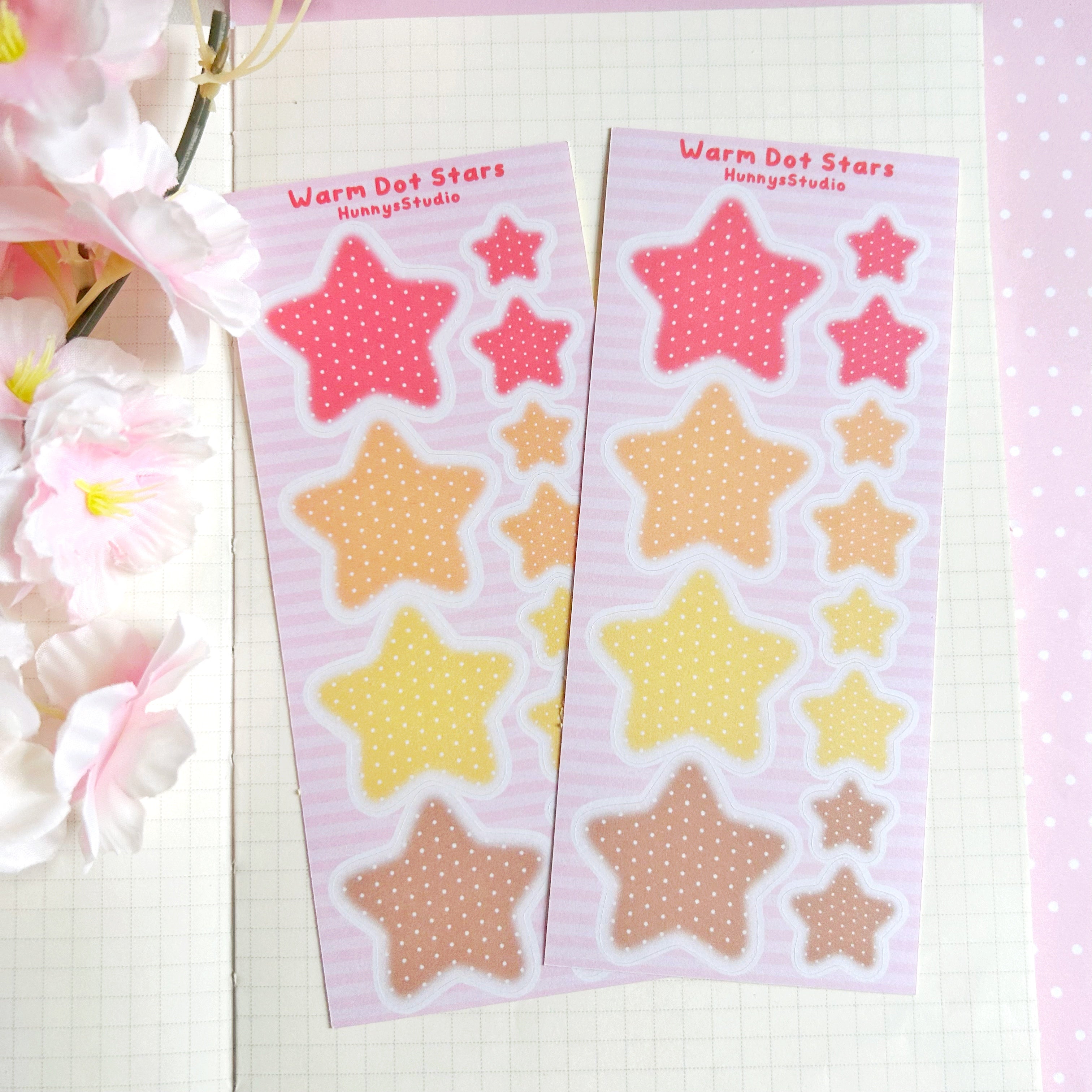 Warm and cool dot star matte sticker sheet