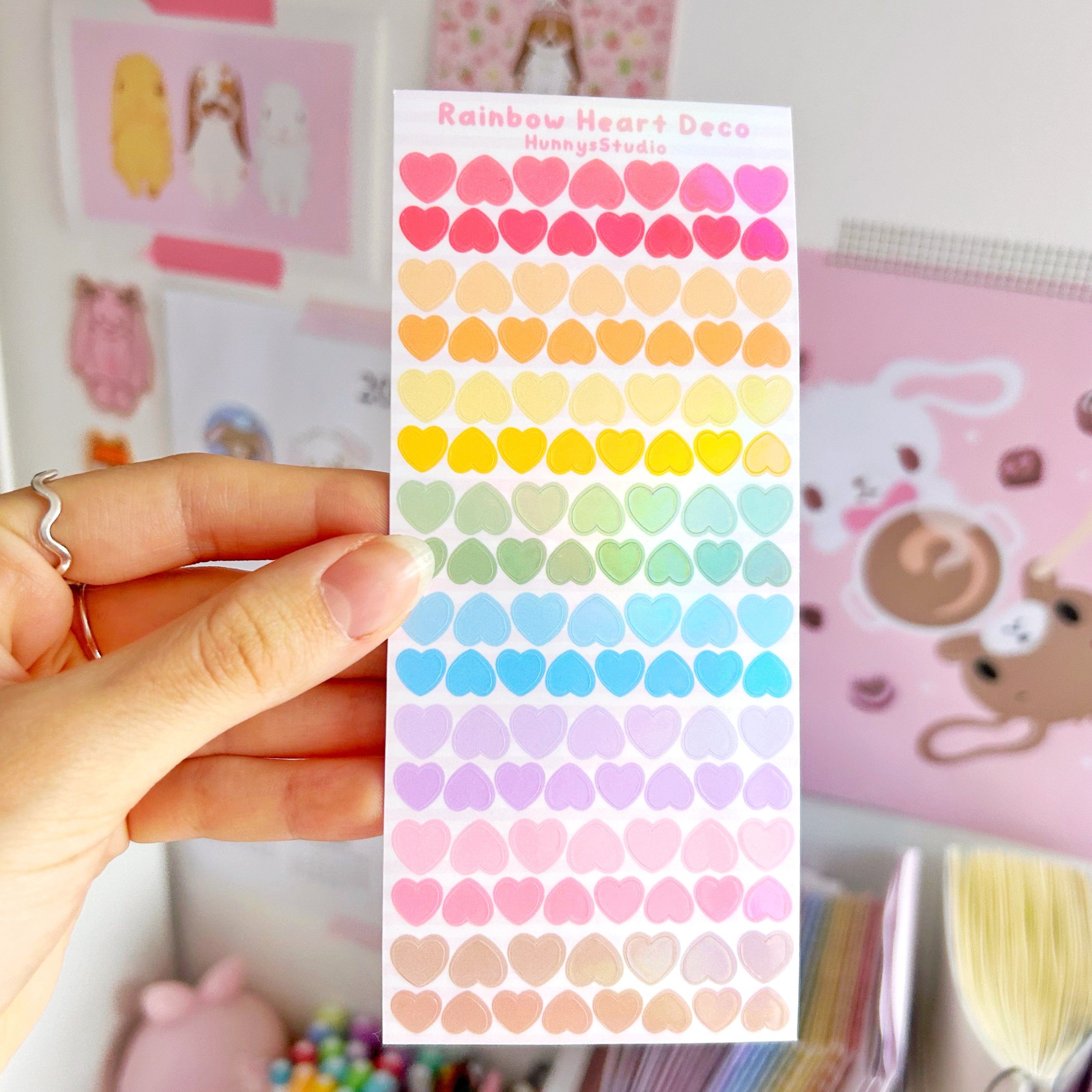 Rainbow Heart deco vinyl holographic sticker sheet
