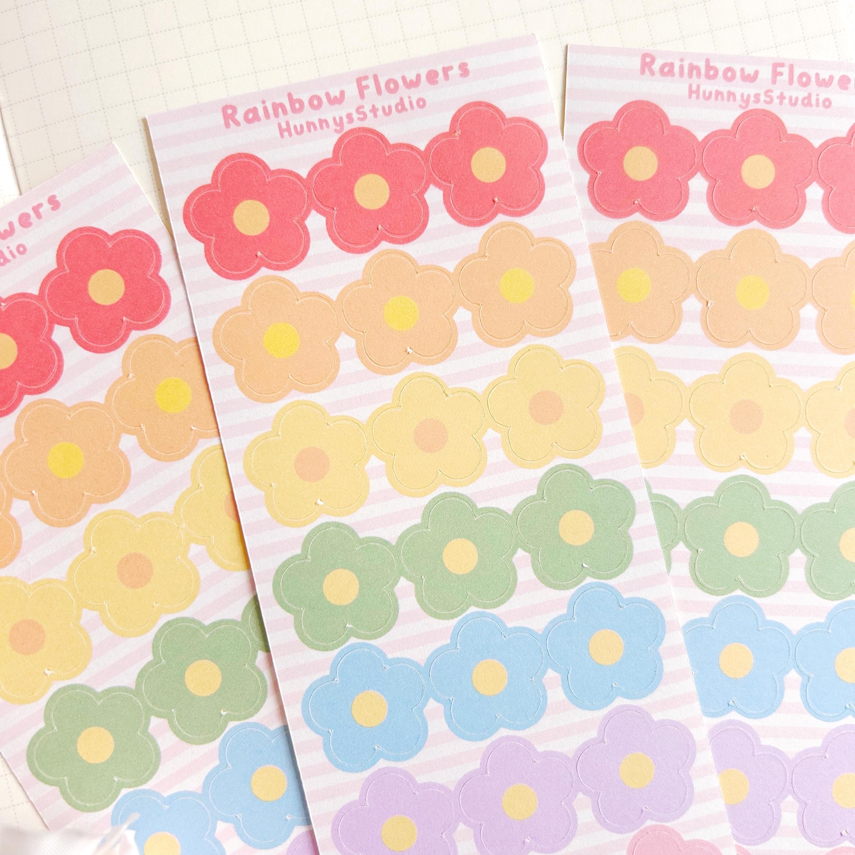 Rainbow flowers matte sticker sheet