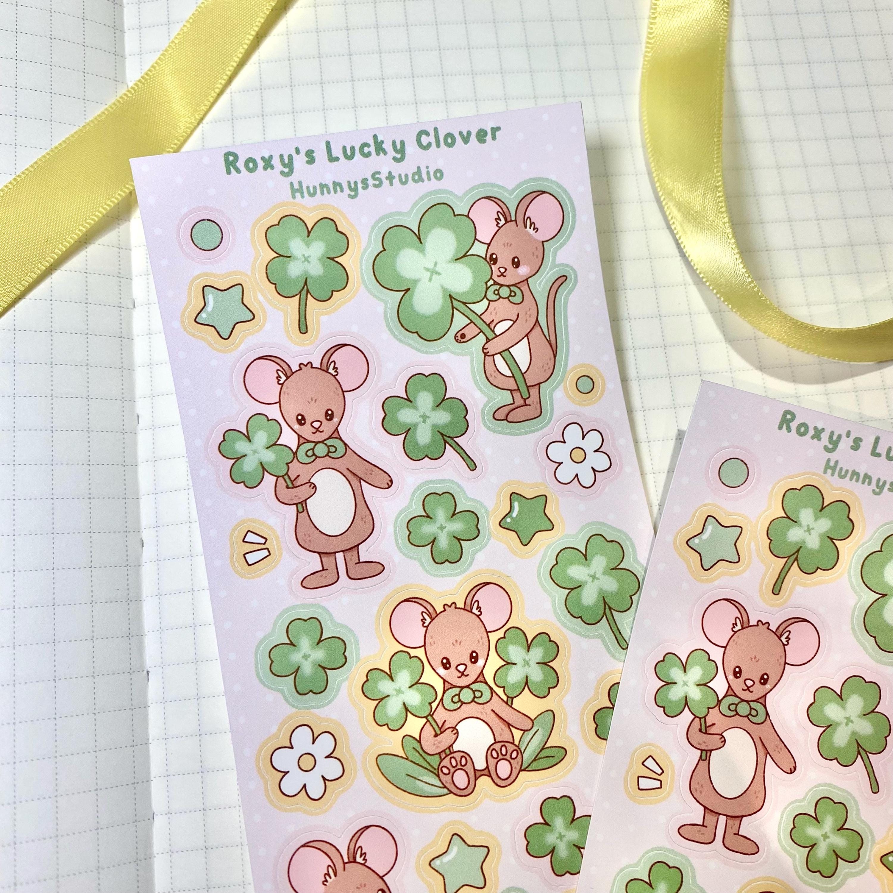 Roxy's lucky clover matte vinyl sticker sheet