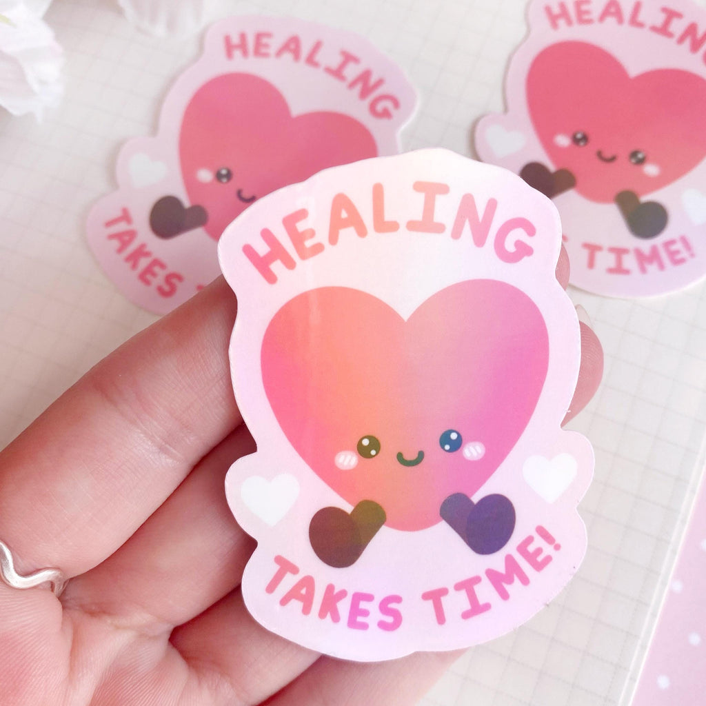 Healing heart die cut vinyl holo sticker