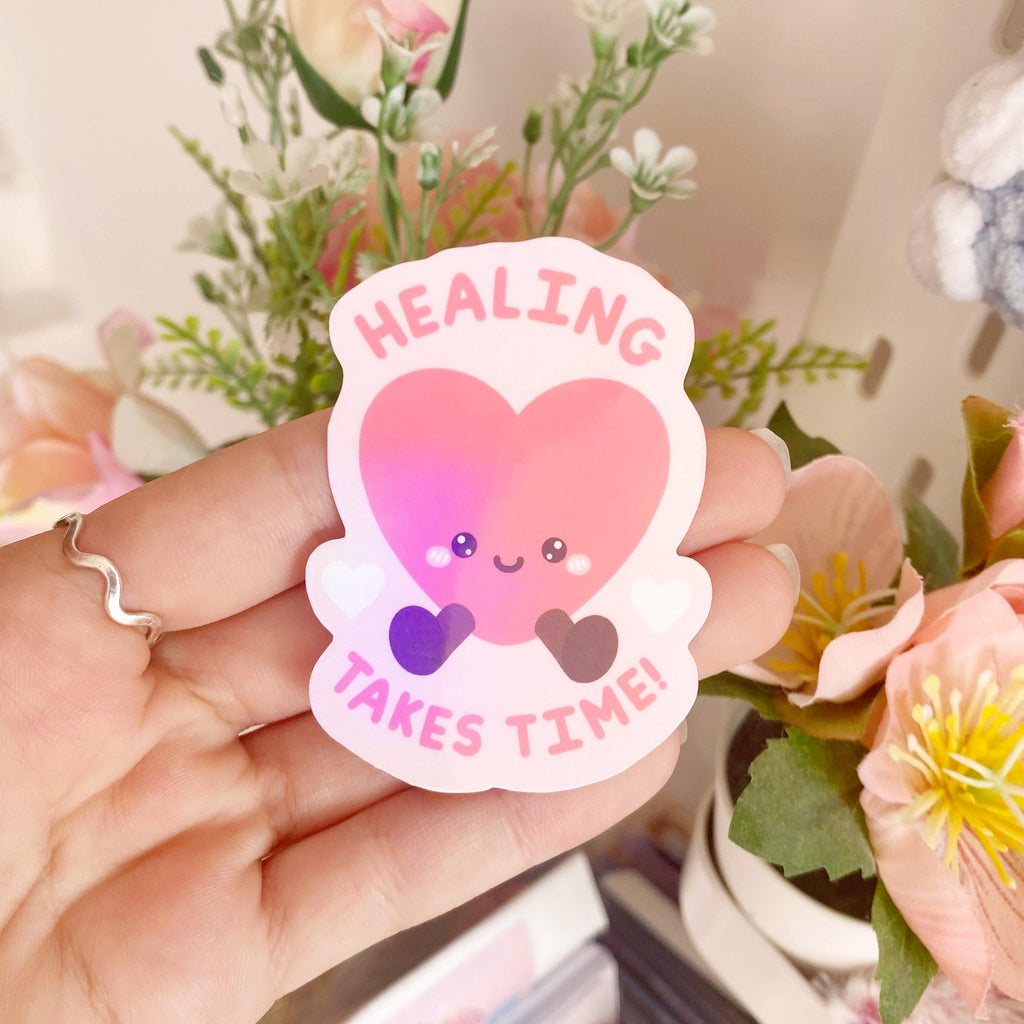 Healing heart die cut vinyl holo sticker