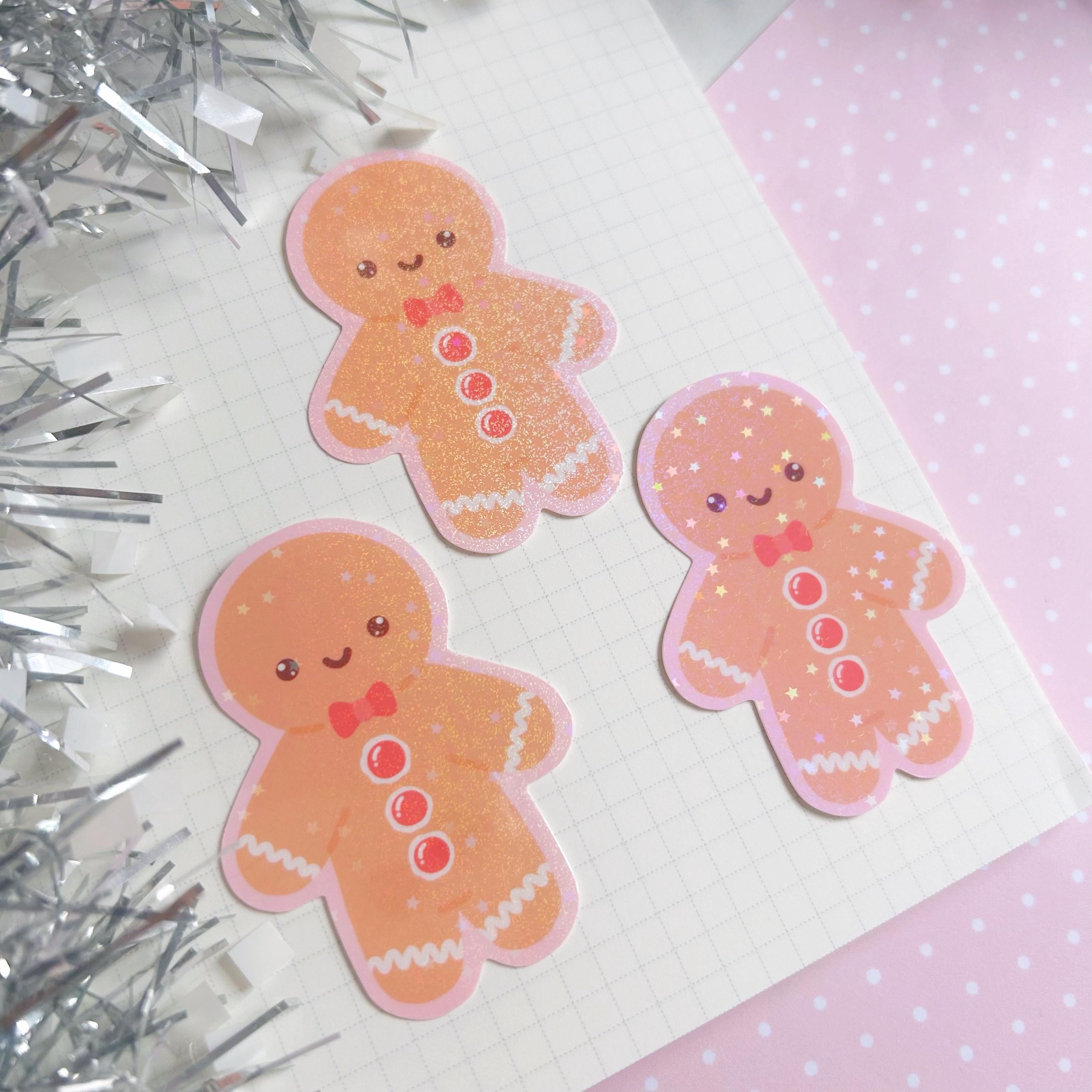 Gingerbread man die cut vinyl holo sticker