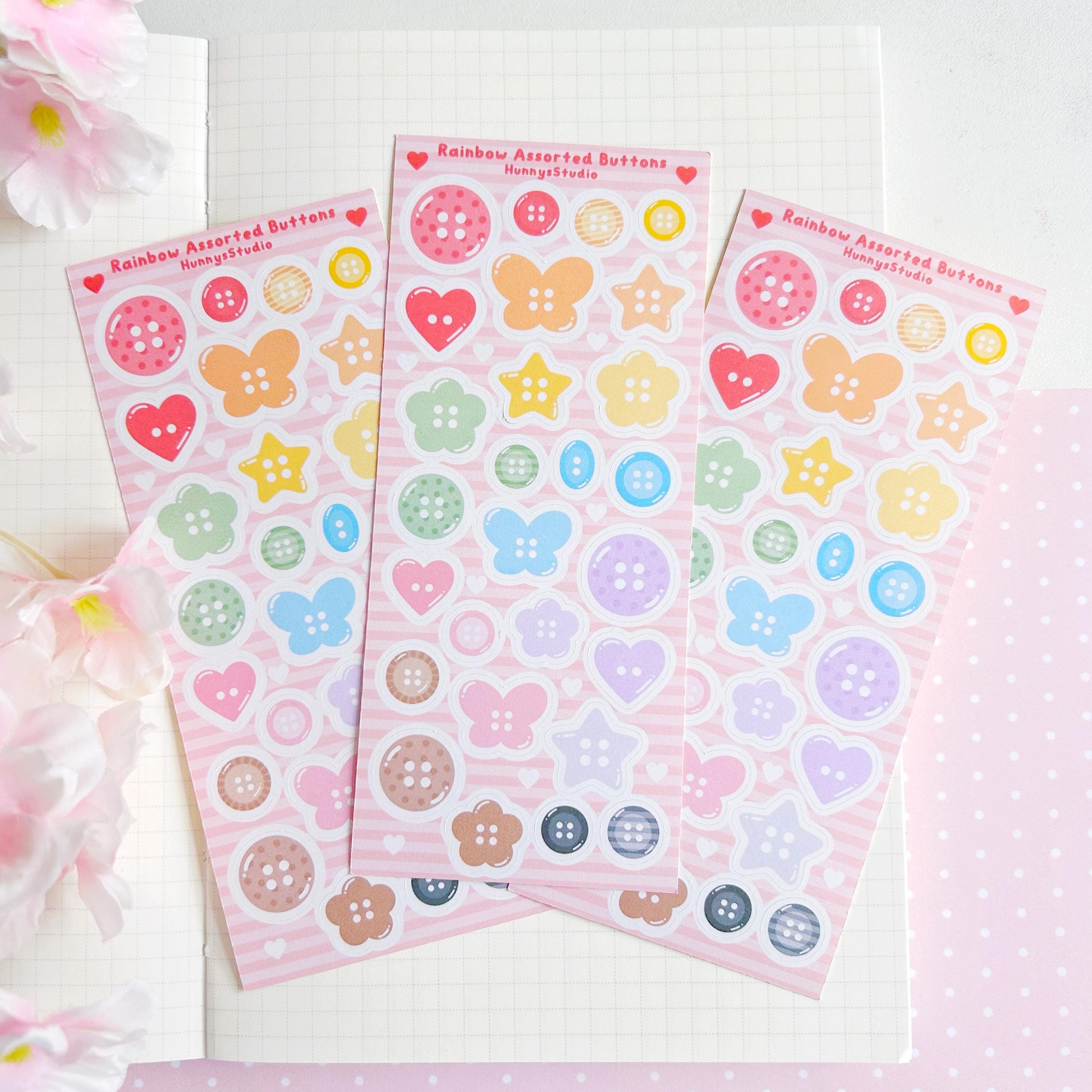 Assorted Rainbow buttons matte sticker sheet