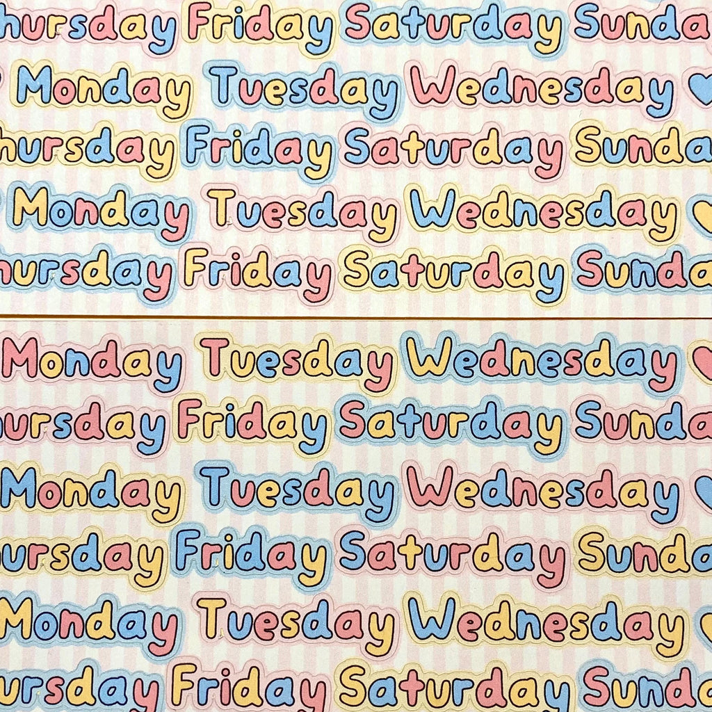 Pastel weekdays letter matte sticker sheet