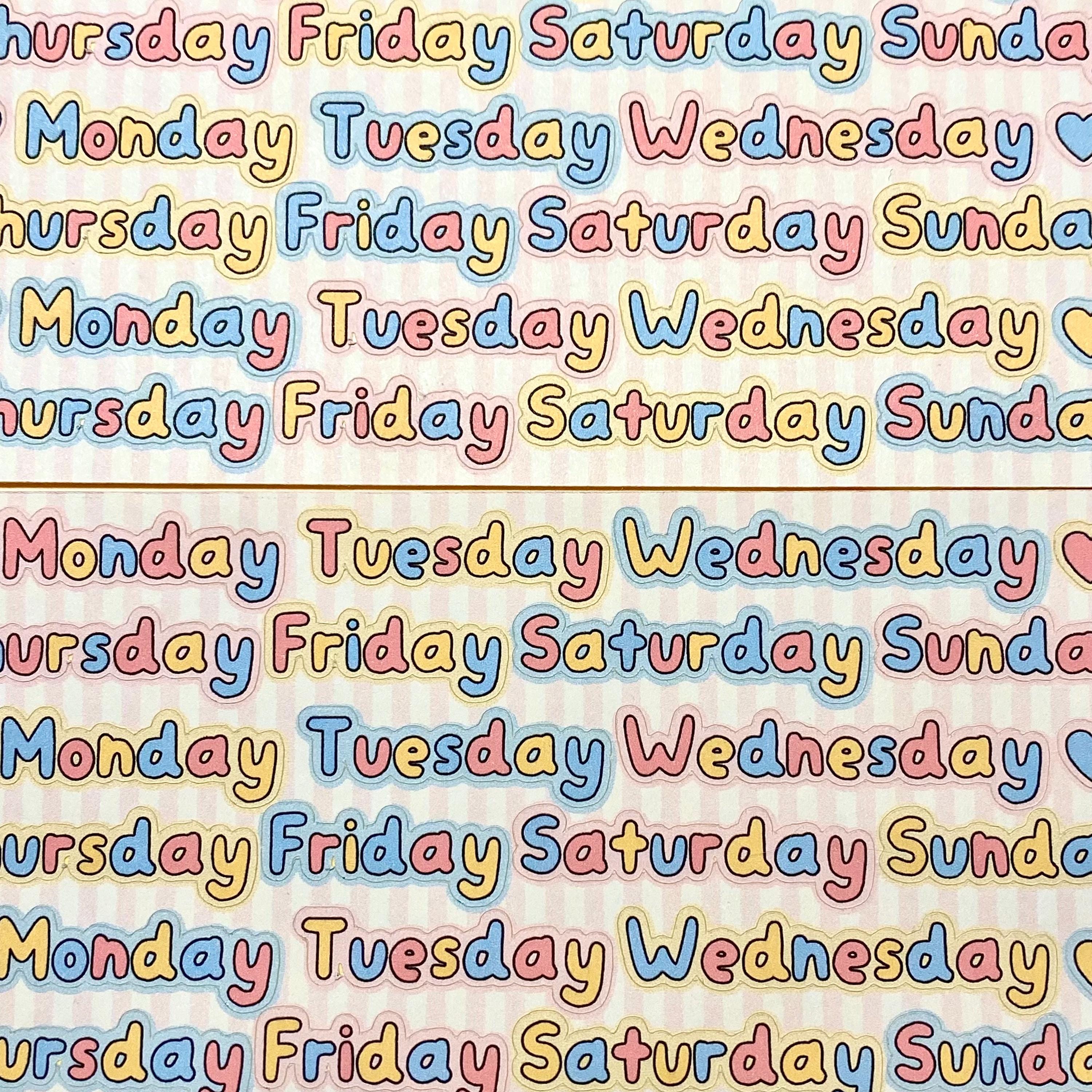 Pastel weekdays letter matte sticker sheet