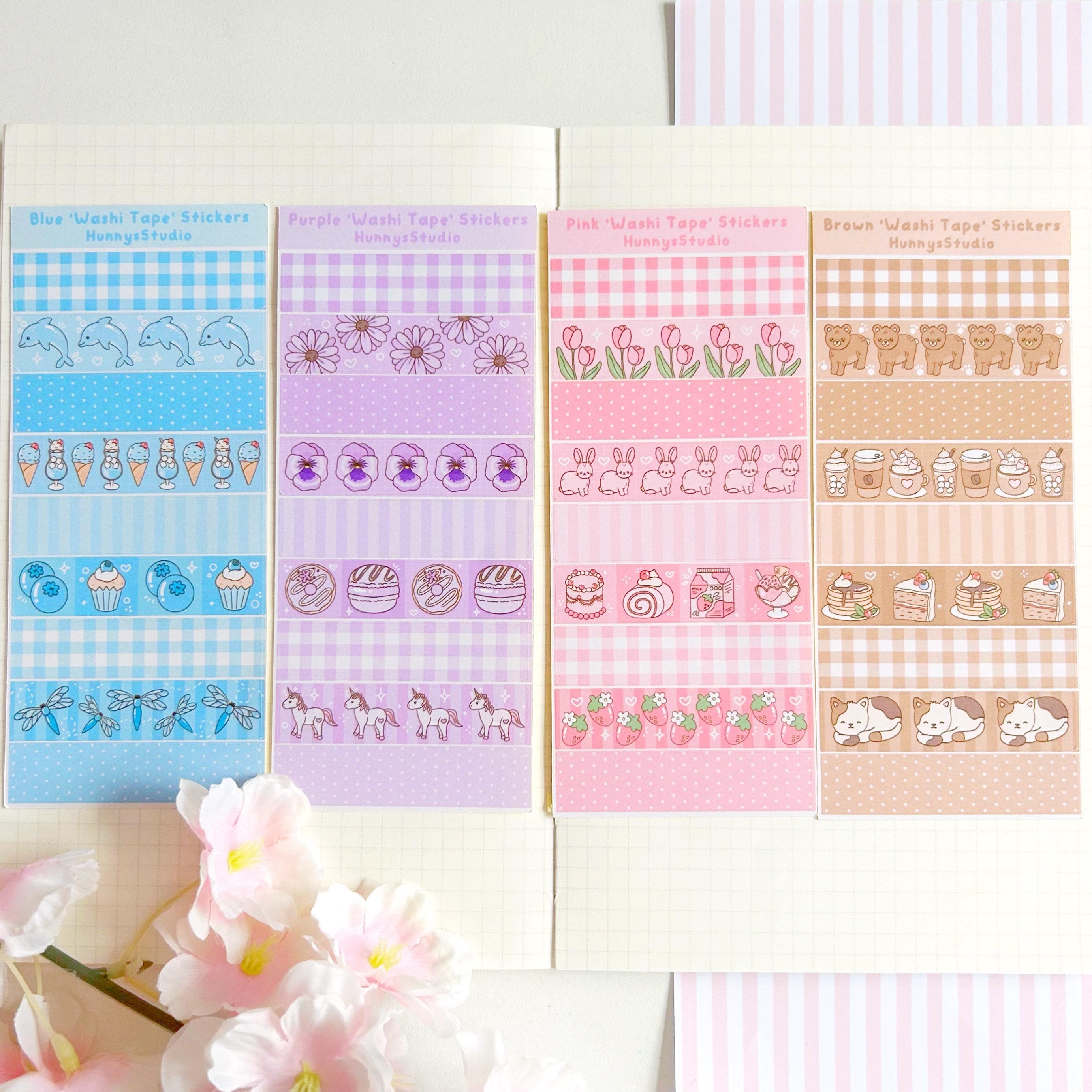 Rainbow ‘washi tape’ matte sticker sheets