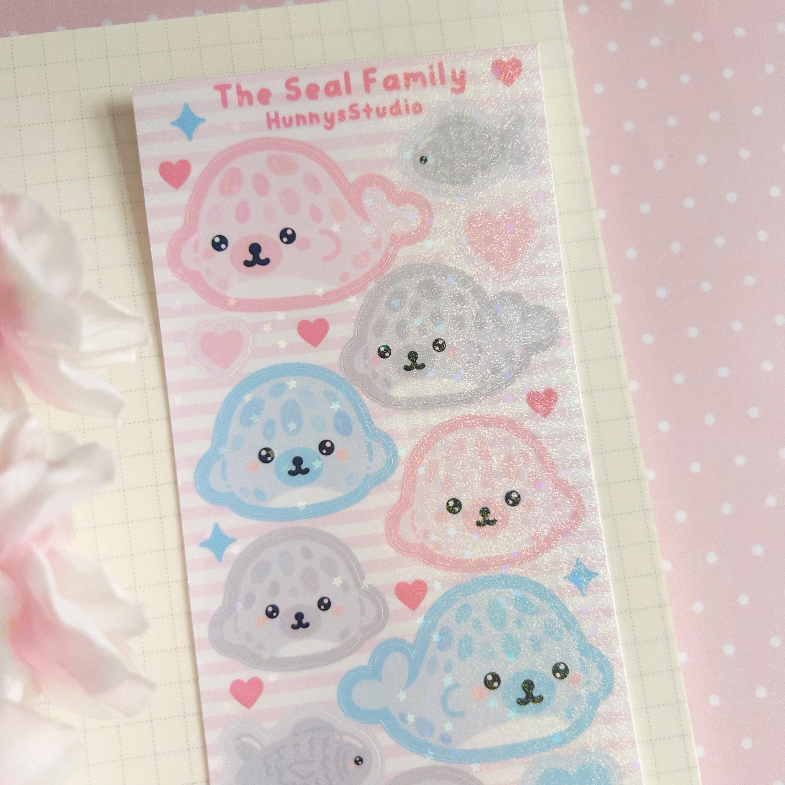 Seal family vinyl holographic sticker sheet