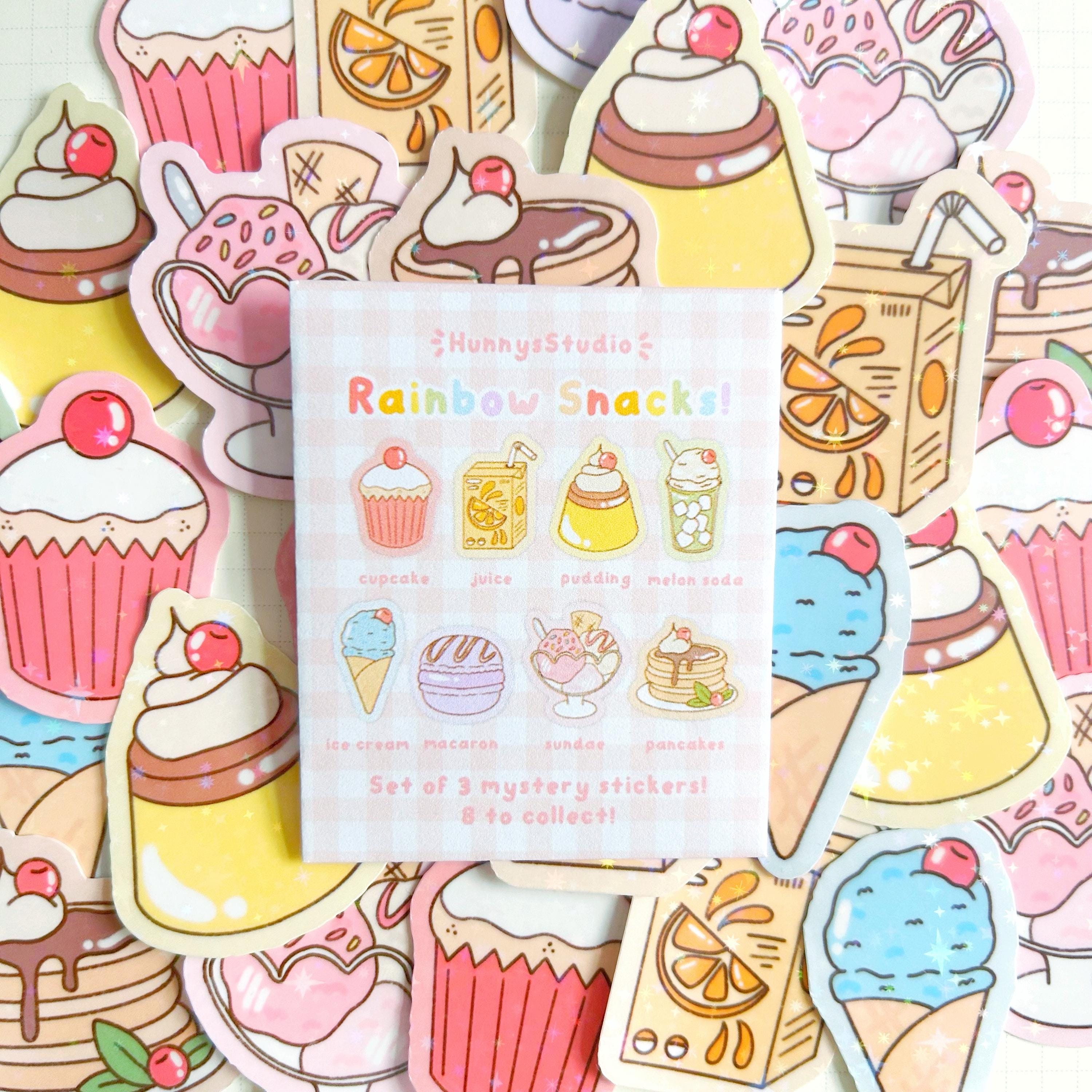 Rainbow snacks mystery holographic die cut stickers