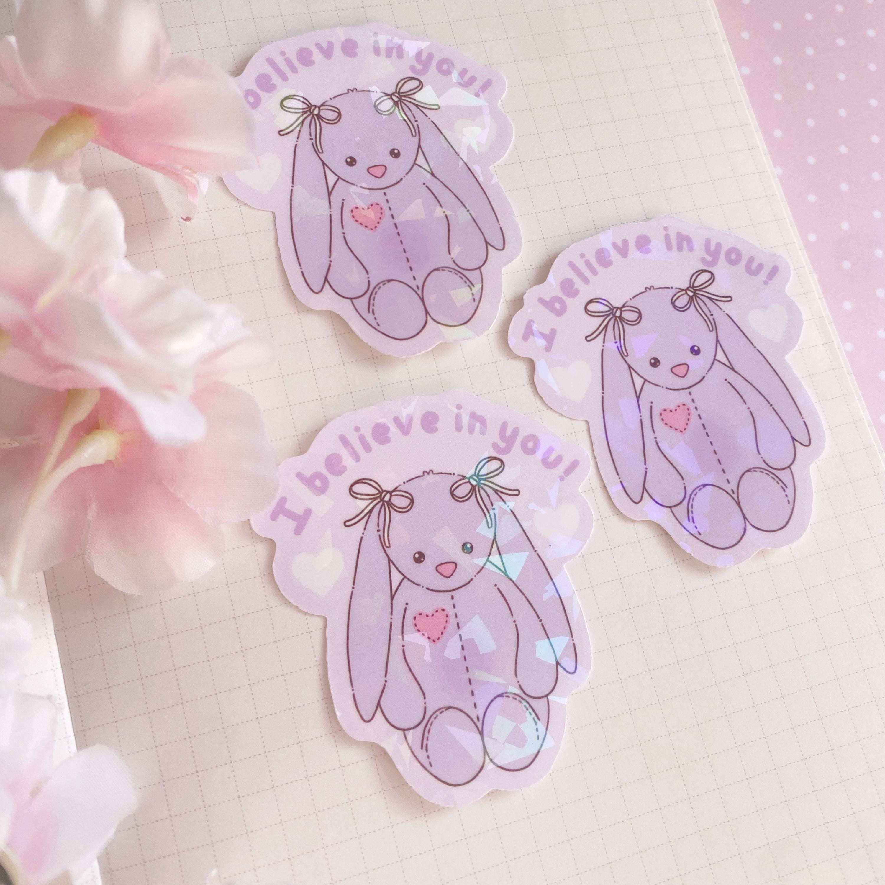 Bunny I believe in you die cut vinyl holo sticker