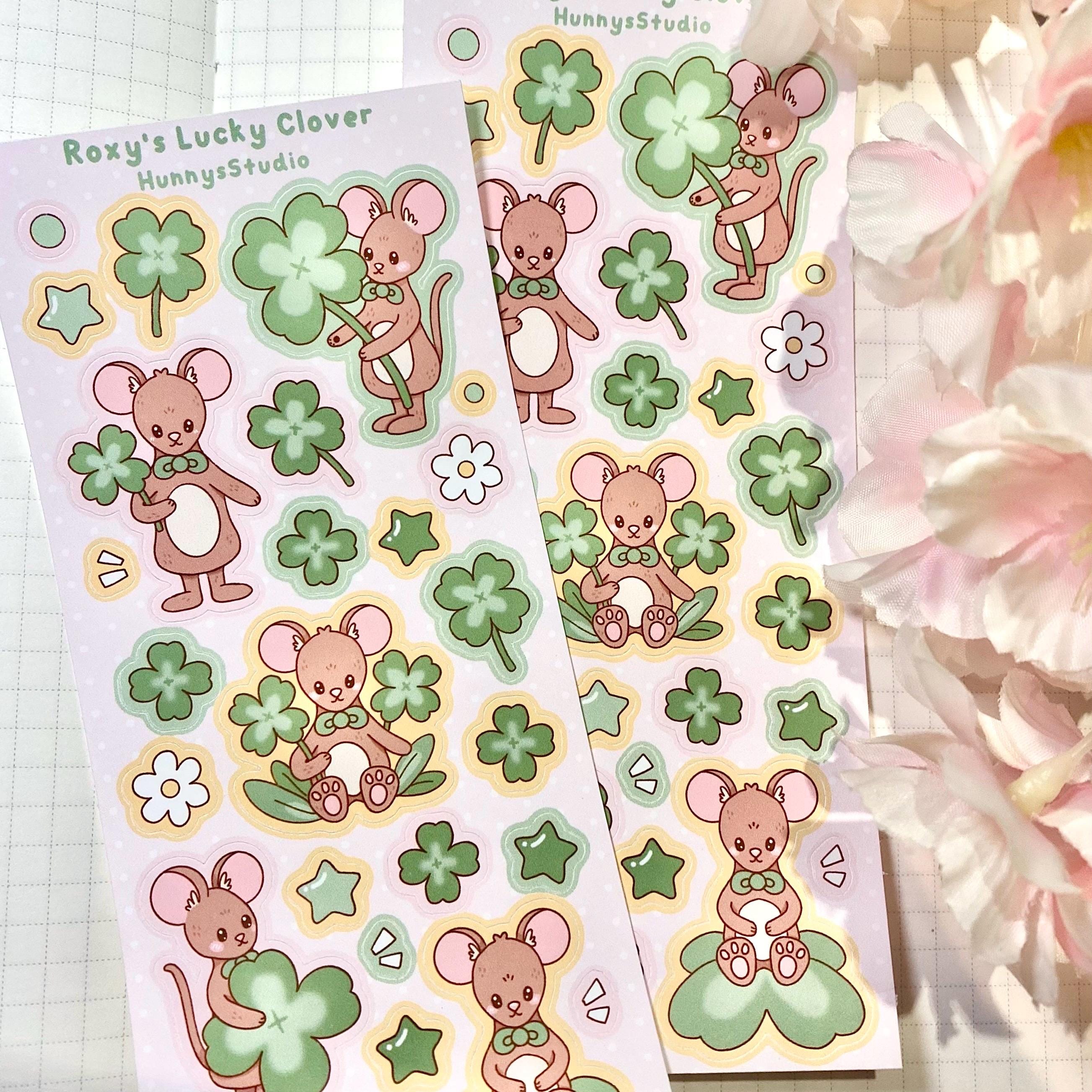 Roxy's lucky clover matte vinyl sticker sheet