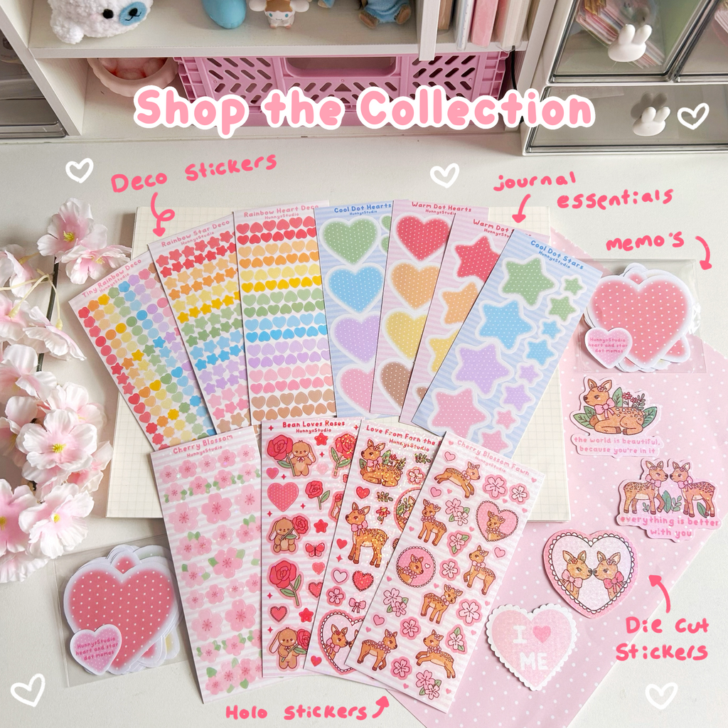 Warm and cool dot heart matte sticker sheet