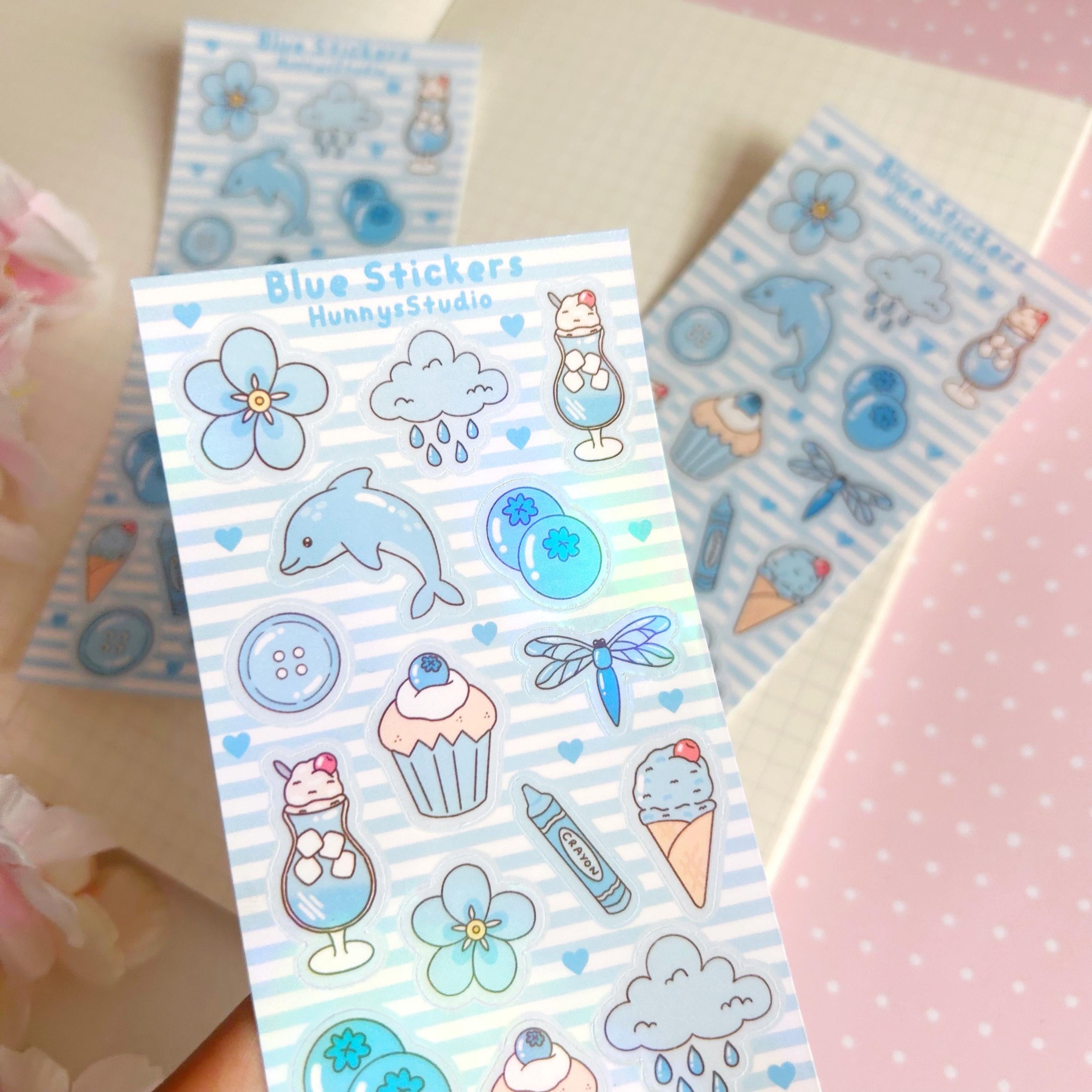 Blue stickers vinyl holographic sticker sheet