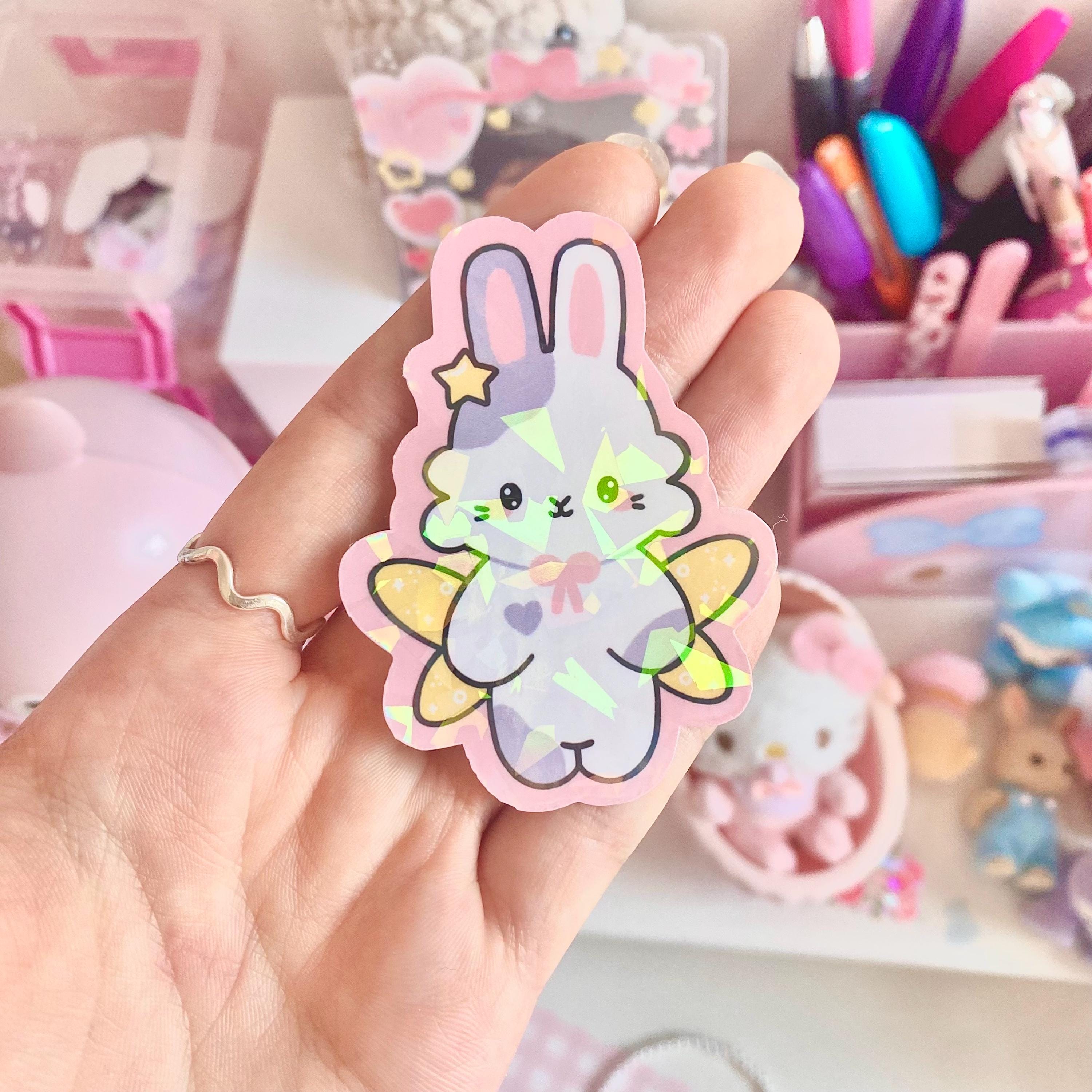 Star the bunny fairy die cut vinyl holographic sticker