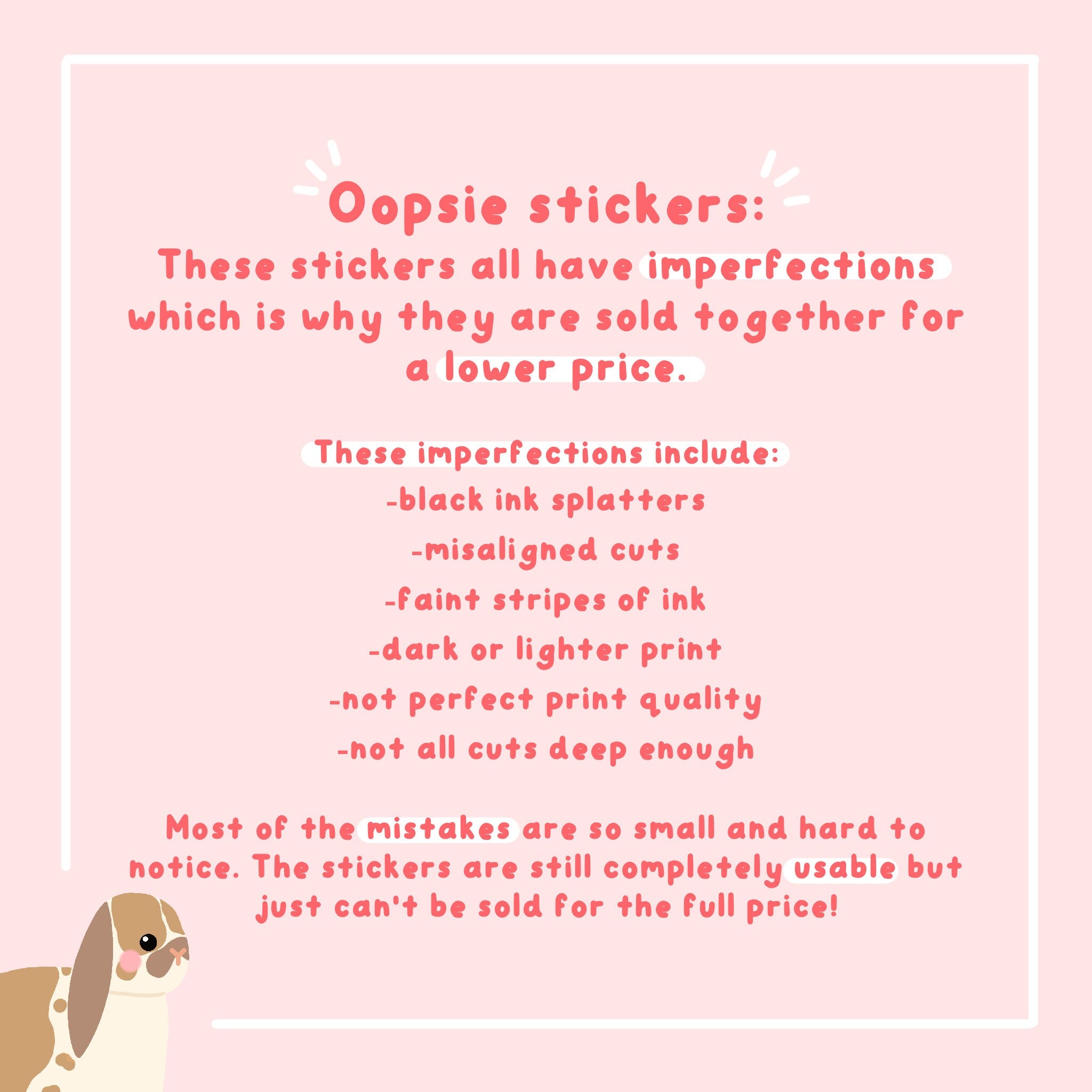 OOPSIE holo vinyl 5 sticker sheets, imperfect B grade.