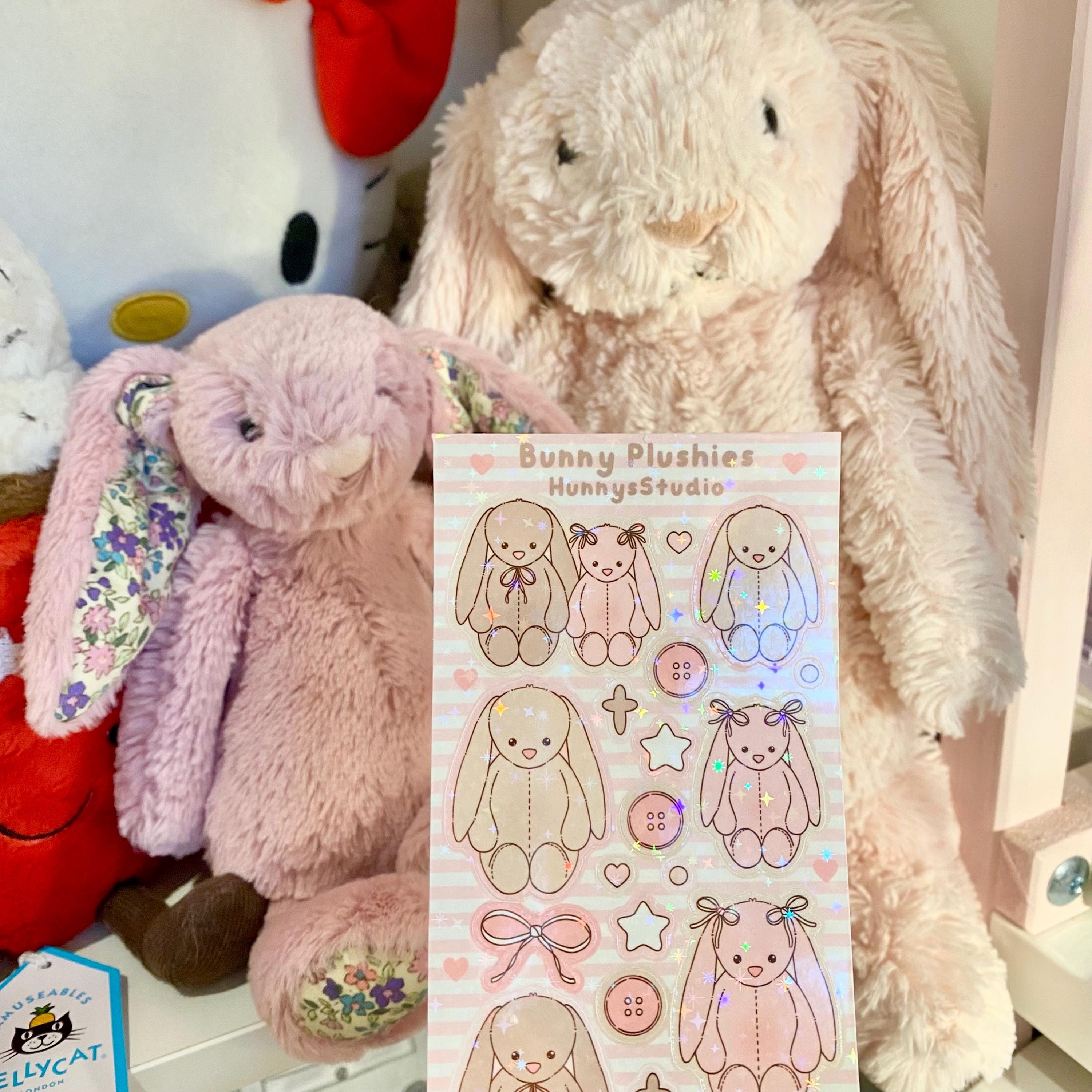 Bunny plushies vinyl holographic sticker sheet