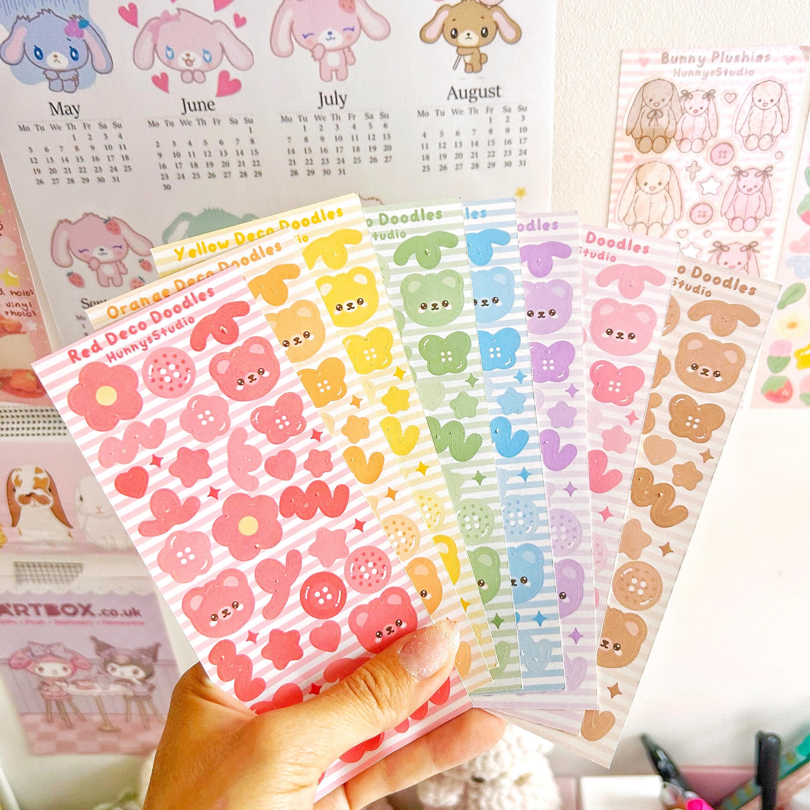 Rainbow deco doodles matte sticker sheets
