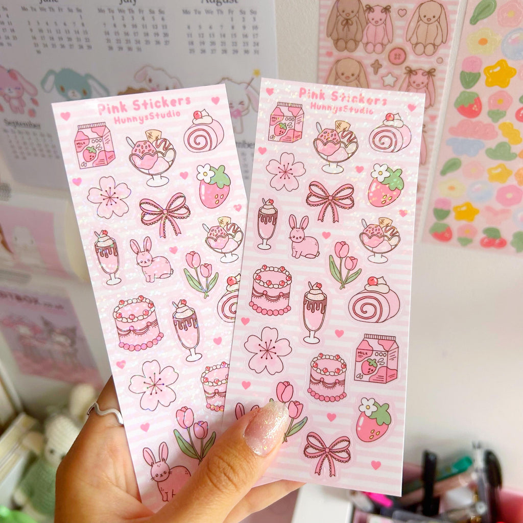 Pink stickers vinyl holographic sticker sheet