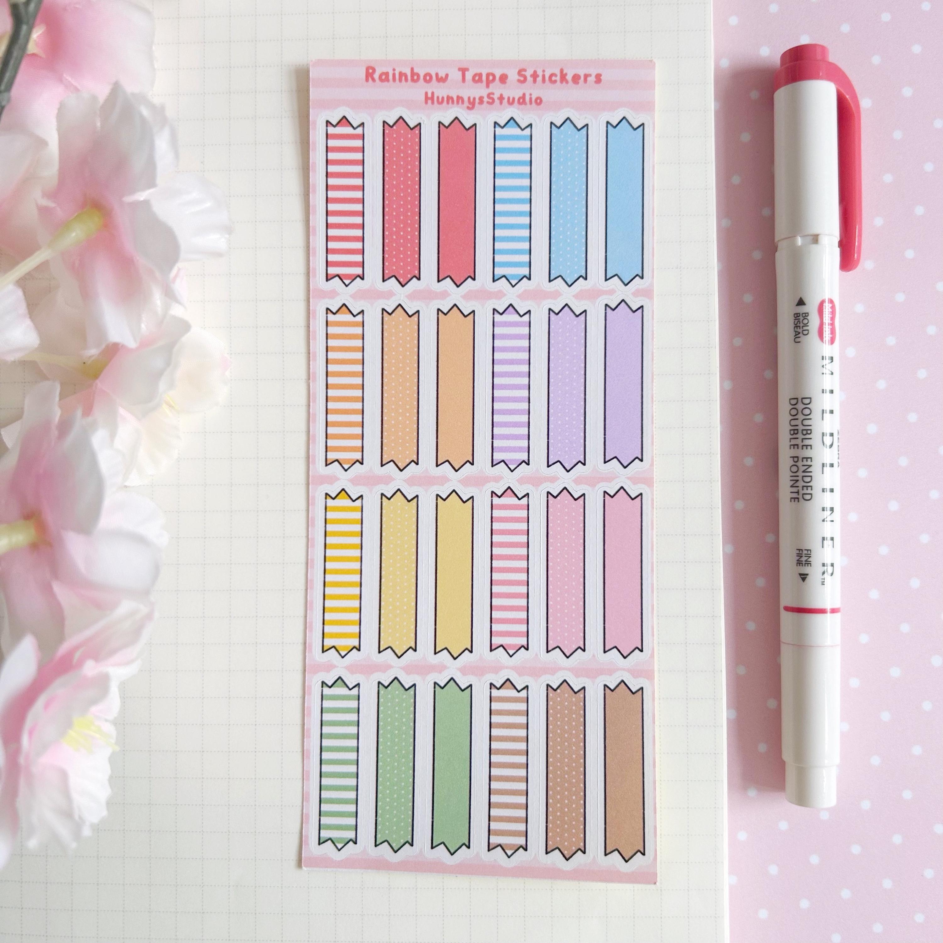 Rainbow tape stickers matte sticker sheet