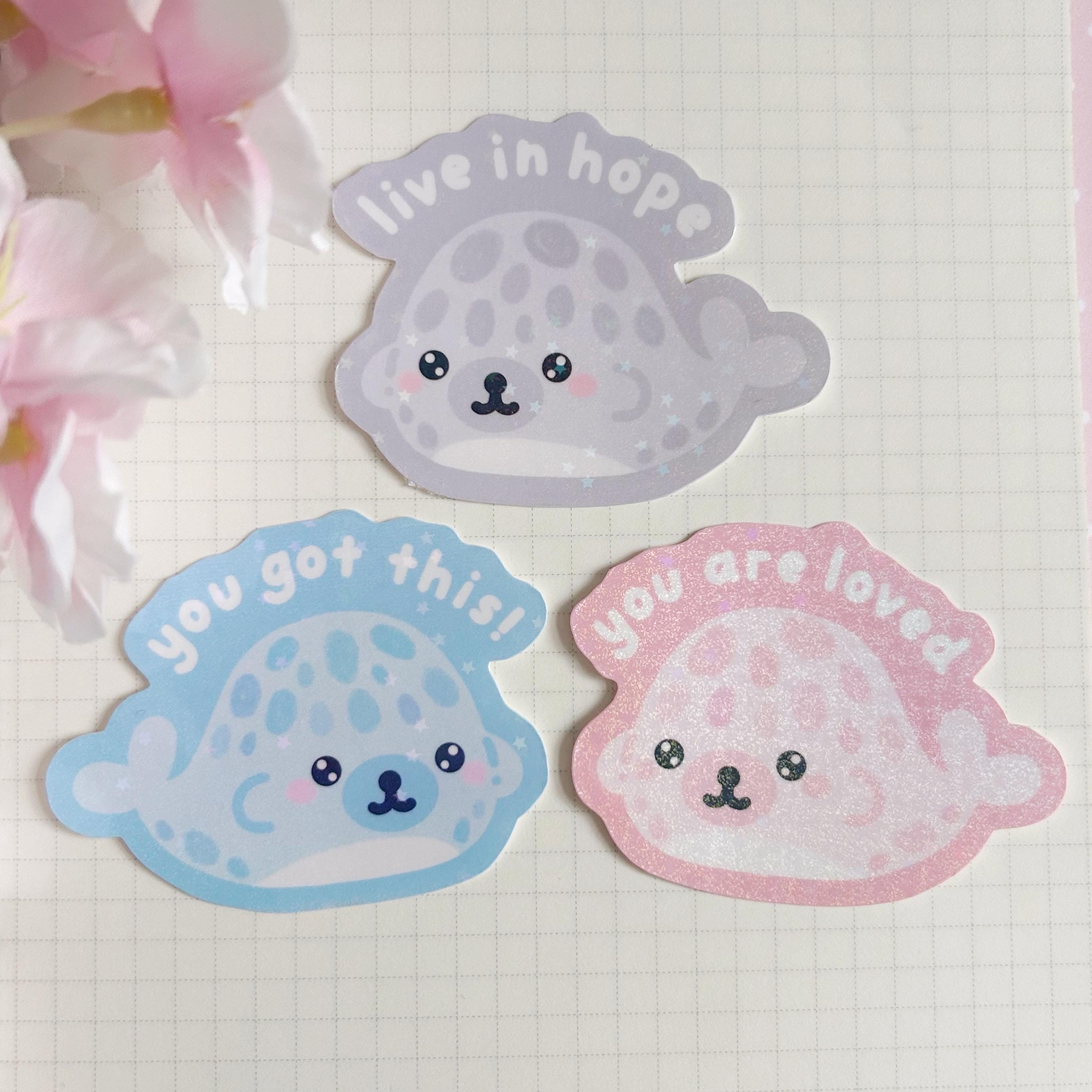 Seals with quotes holographic vinyl die cut stickers