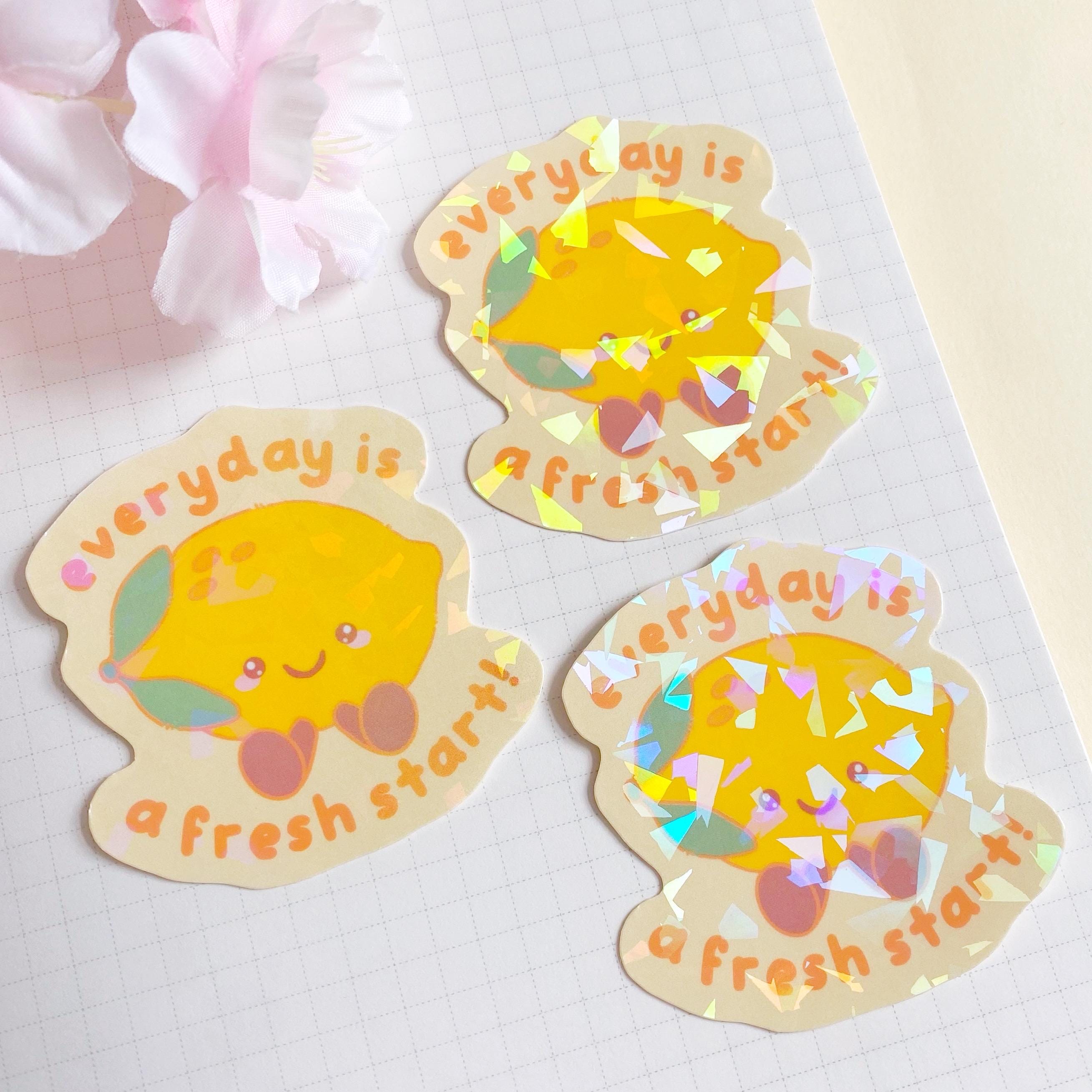 Lemon fresh start quote die cut vinyl holo sticker