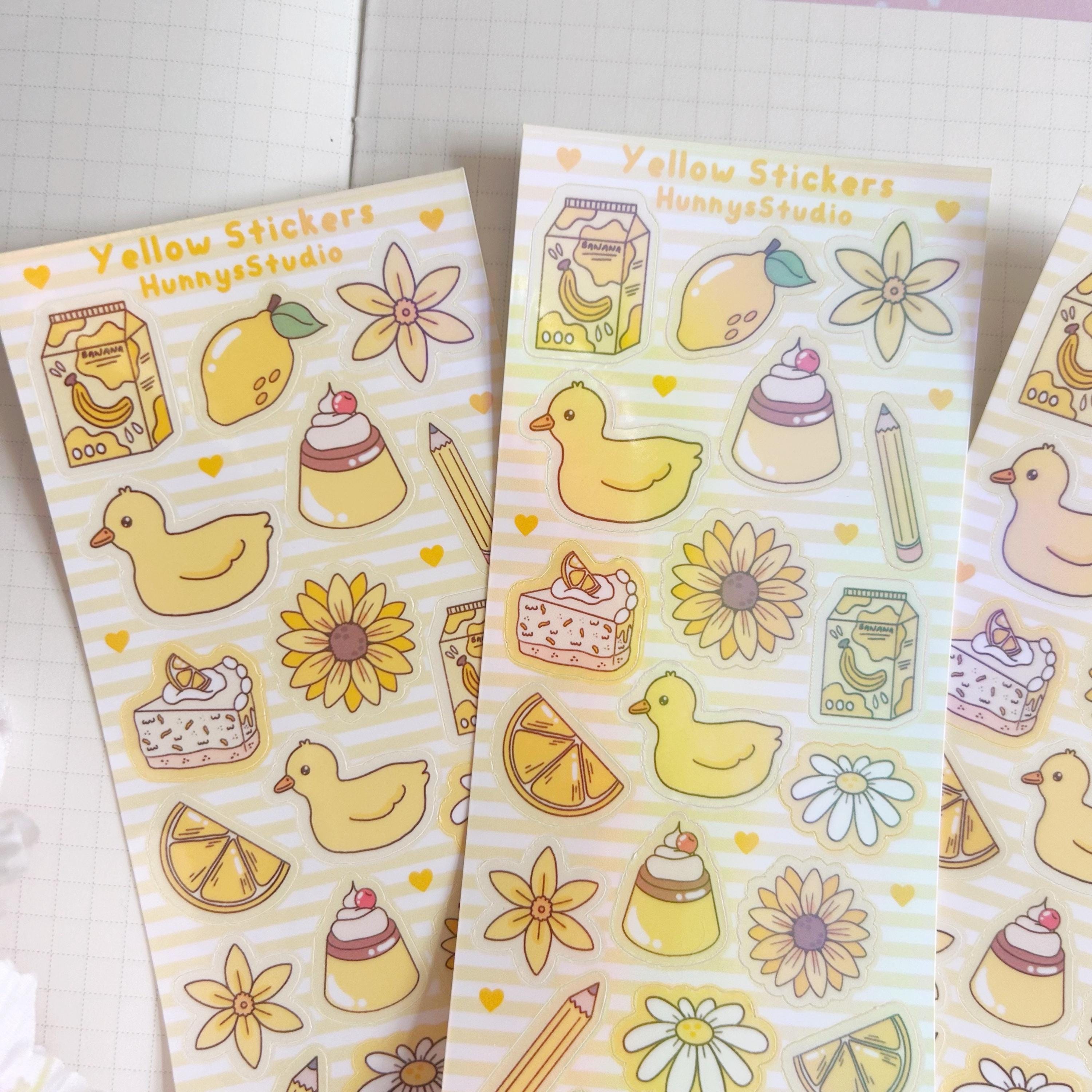 Yellow stickers vinyl holographic sticker sheet