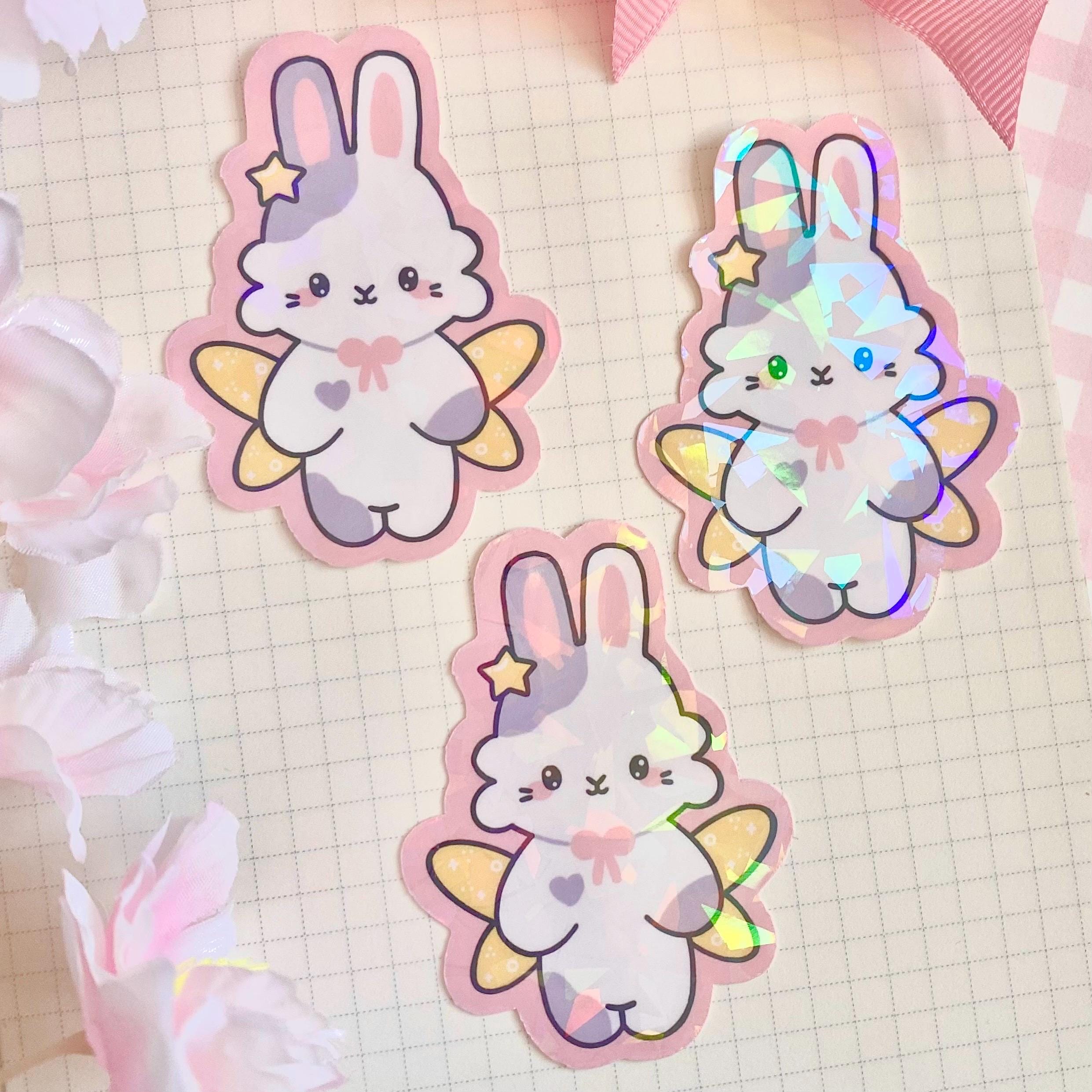 Star the bunny fairy die cut vinyl holographic sticker