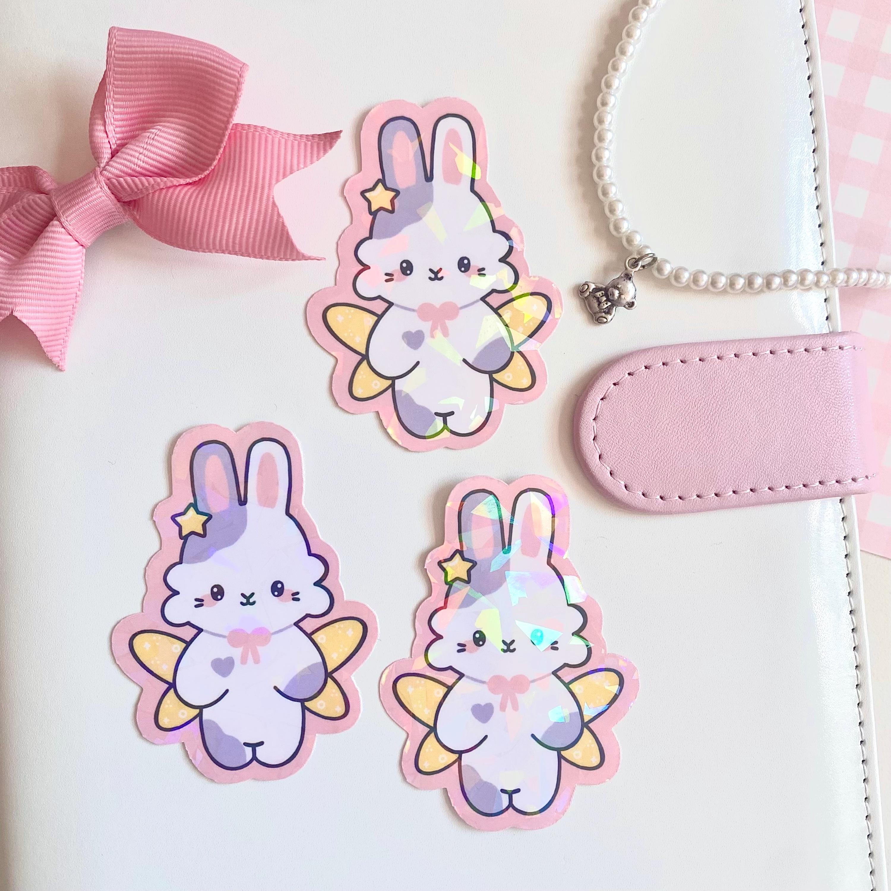 Star the bunny fairy die cut vinyl holographic sticker