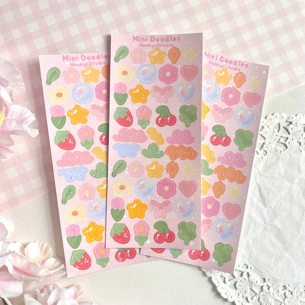 Mini doodle holographic vinyl sticker sheet