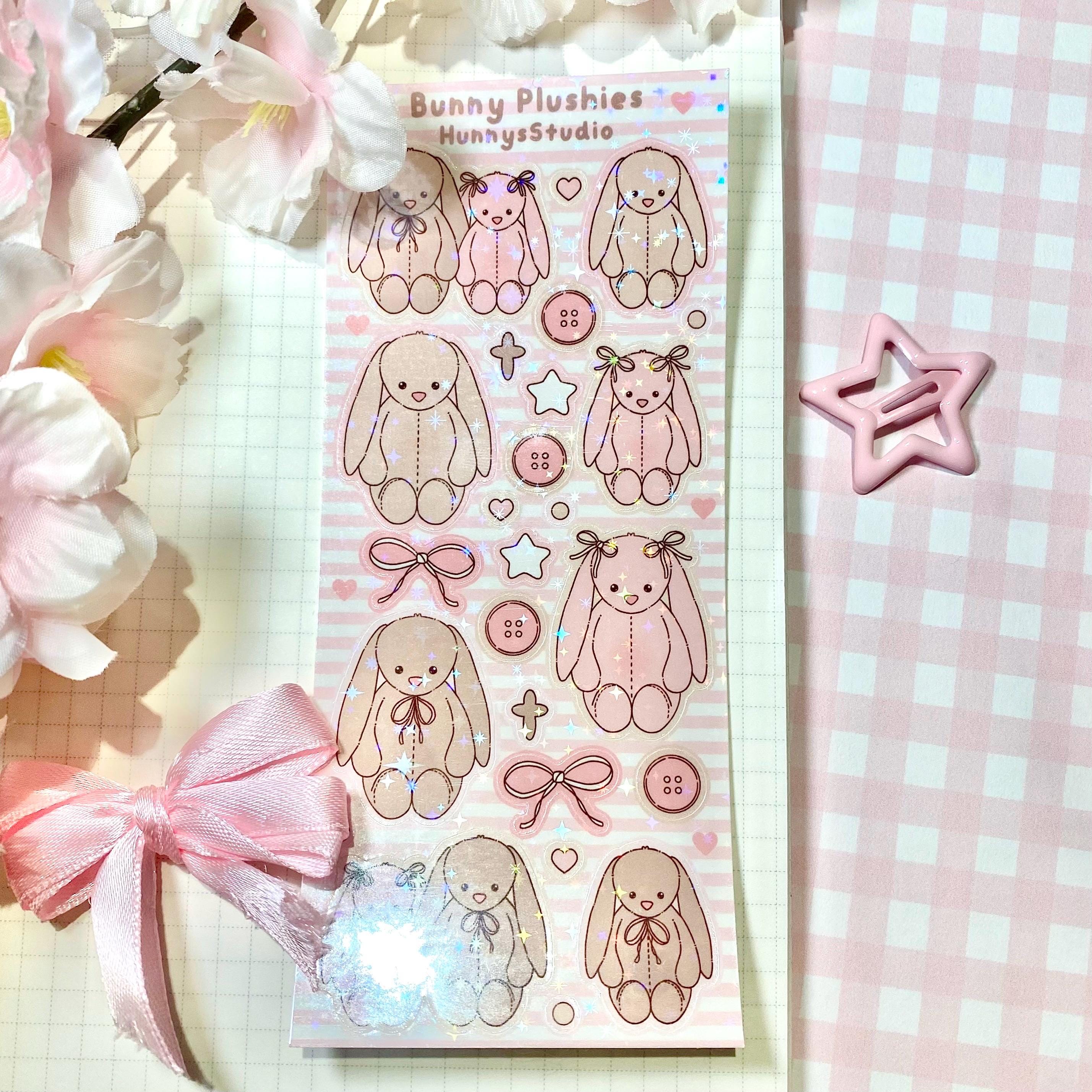 Bunny plushies vinyl holographic sticker sheet