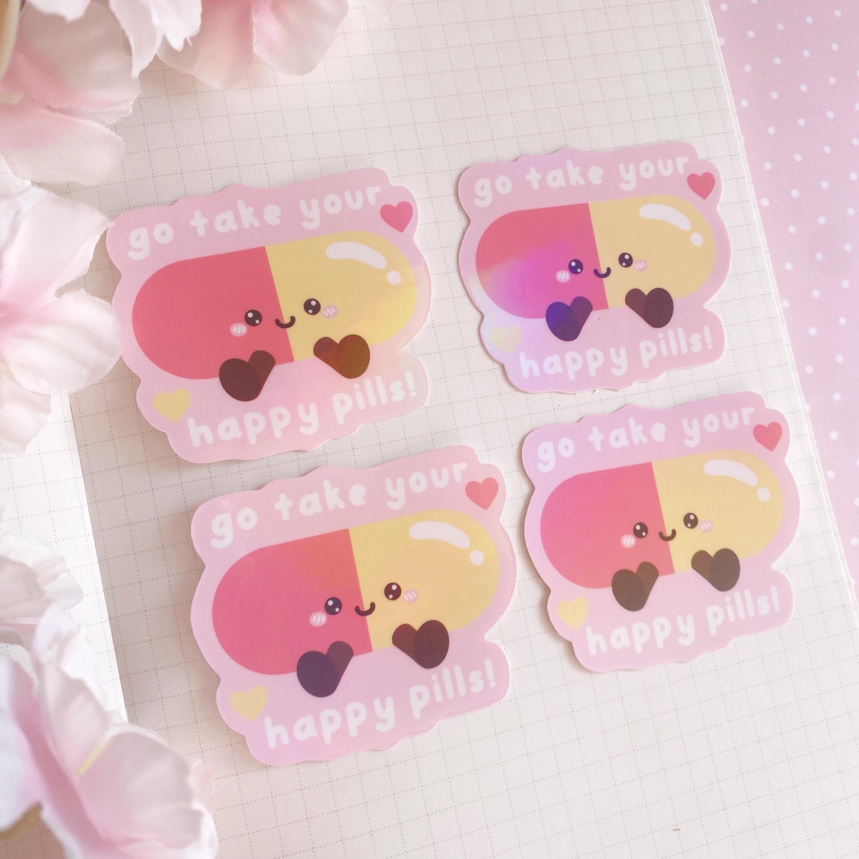 Medicine pill die cut vinyl holo sticker
