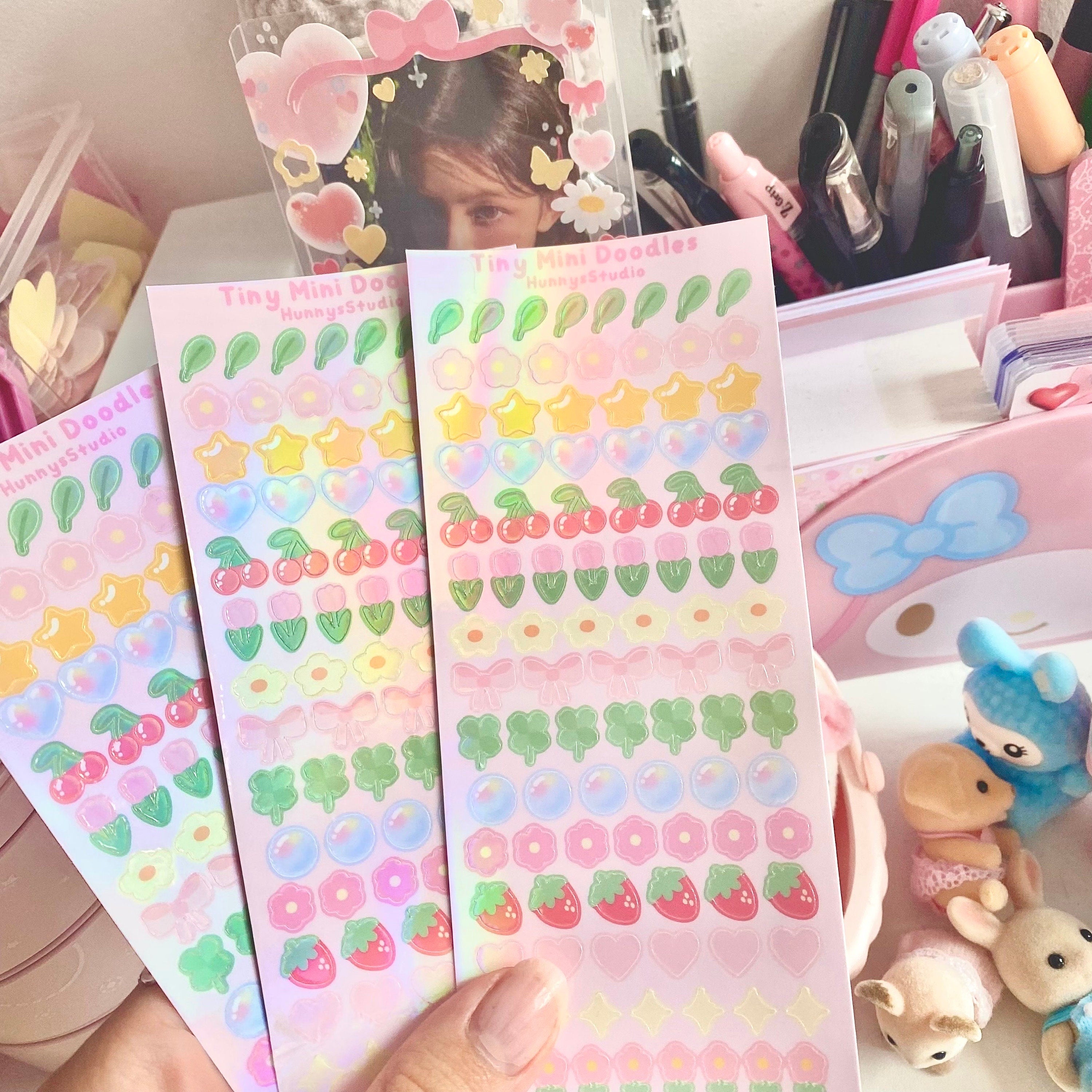 Tiny Mini doodles holographic vinyl sticker sheet