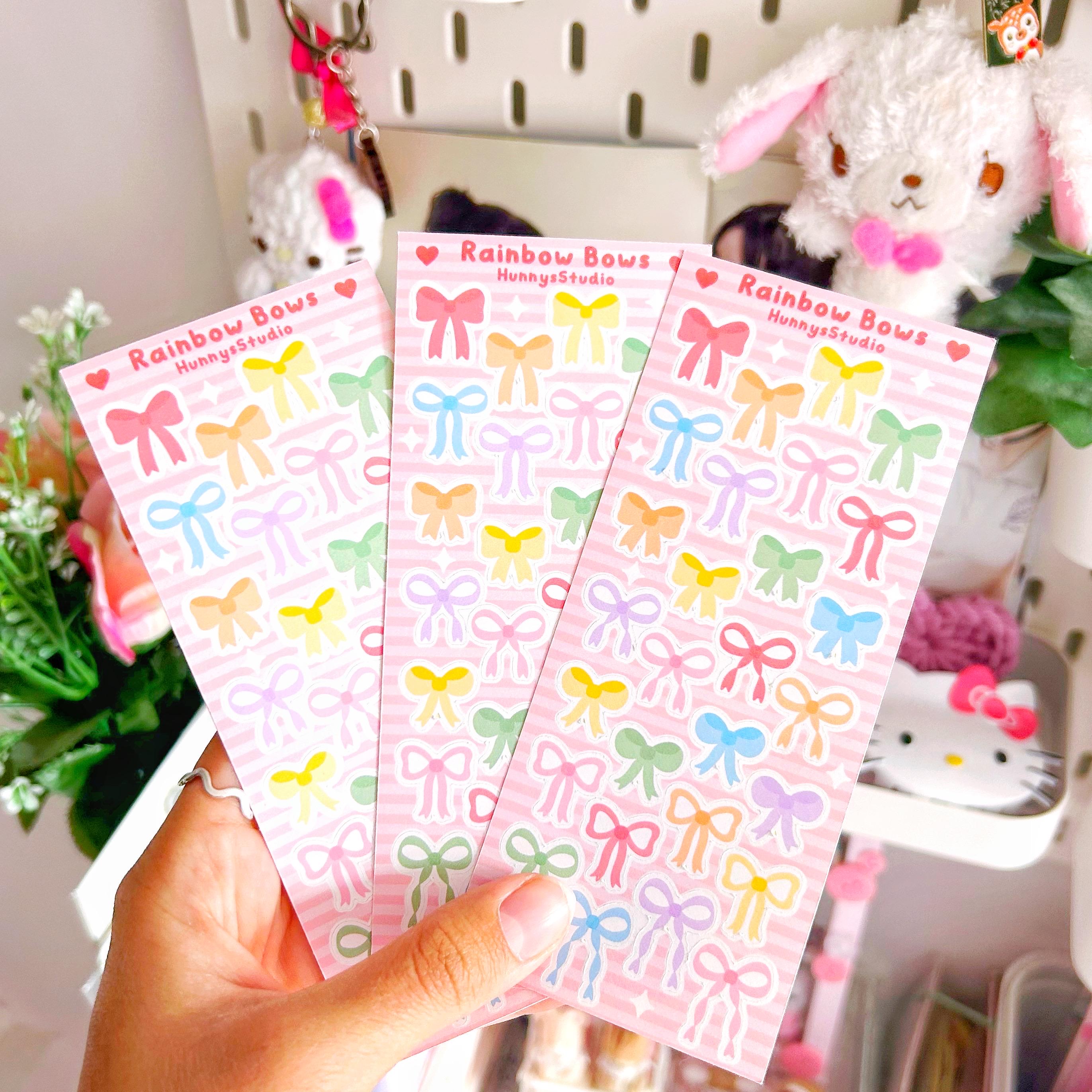 Rainbow bows matte sticker sheet