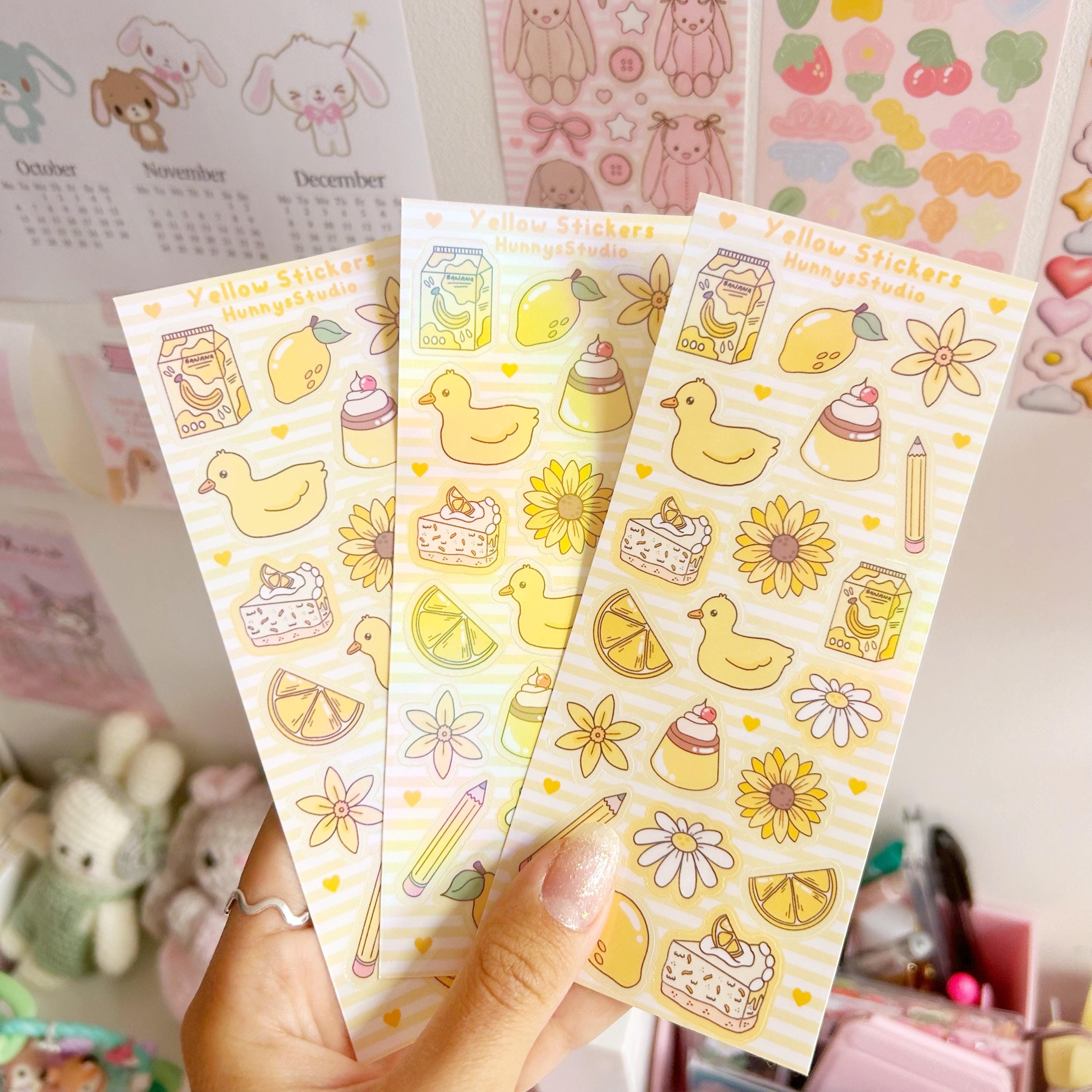 Yellow stickers vinyl holographic sticker sheet