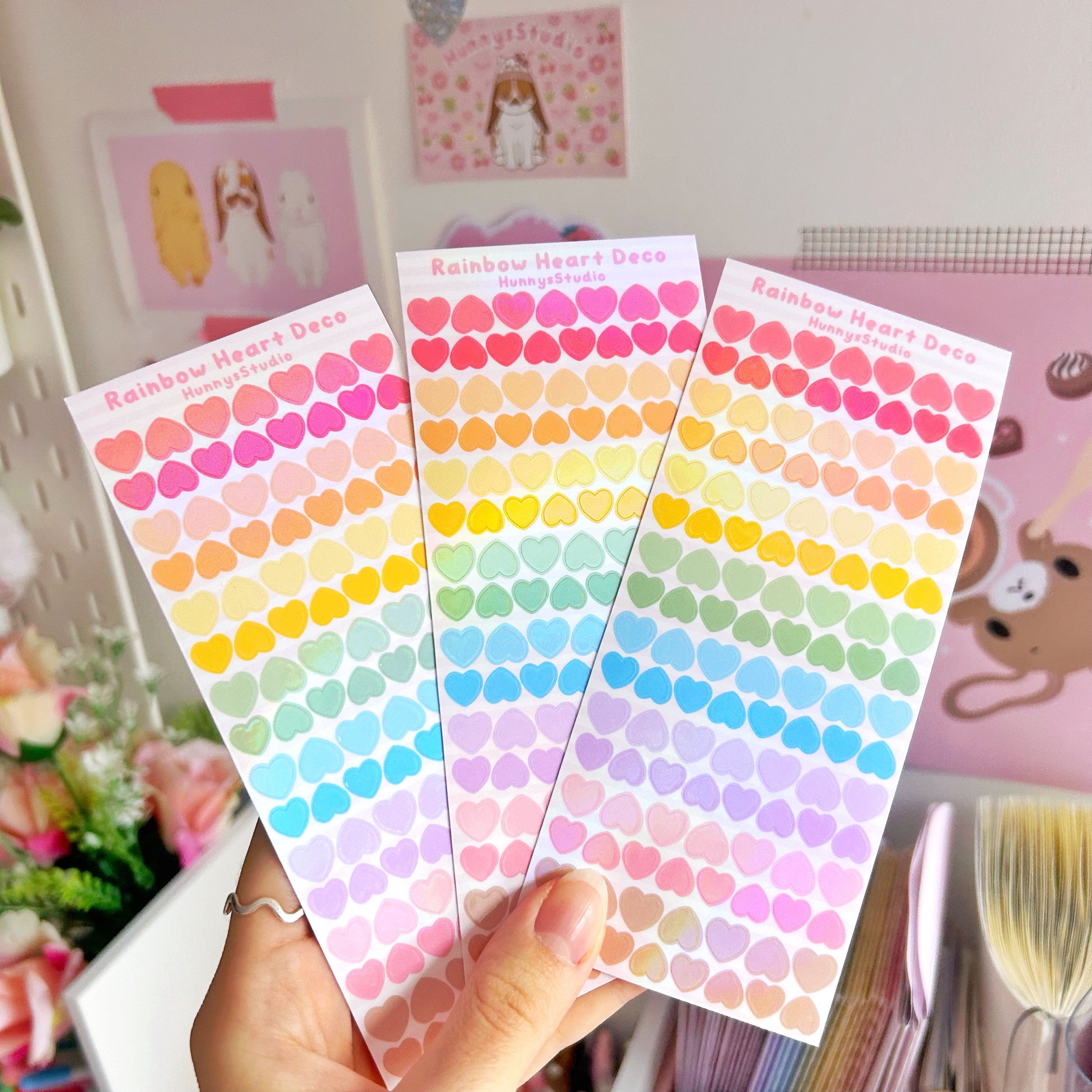 Rainbow Heart deco vinyl holographic sticker sheet