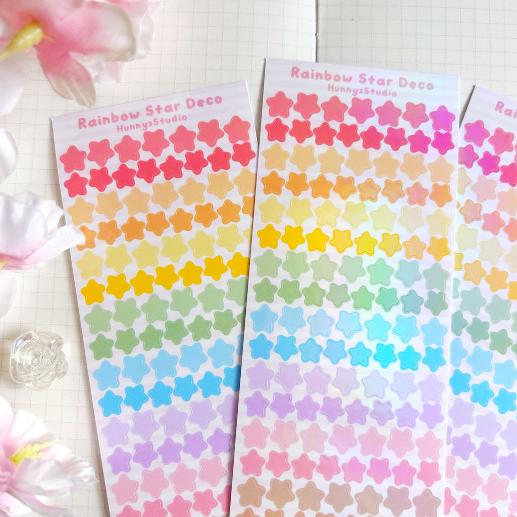 Rainbow Star deco vinyl holographic sticker sheet