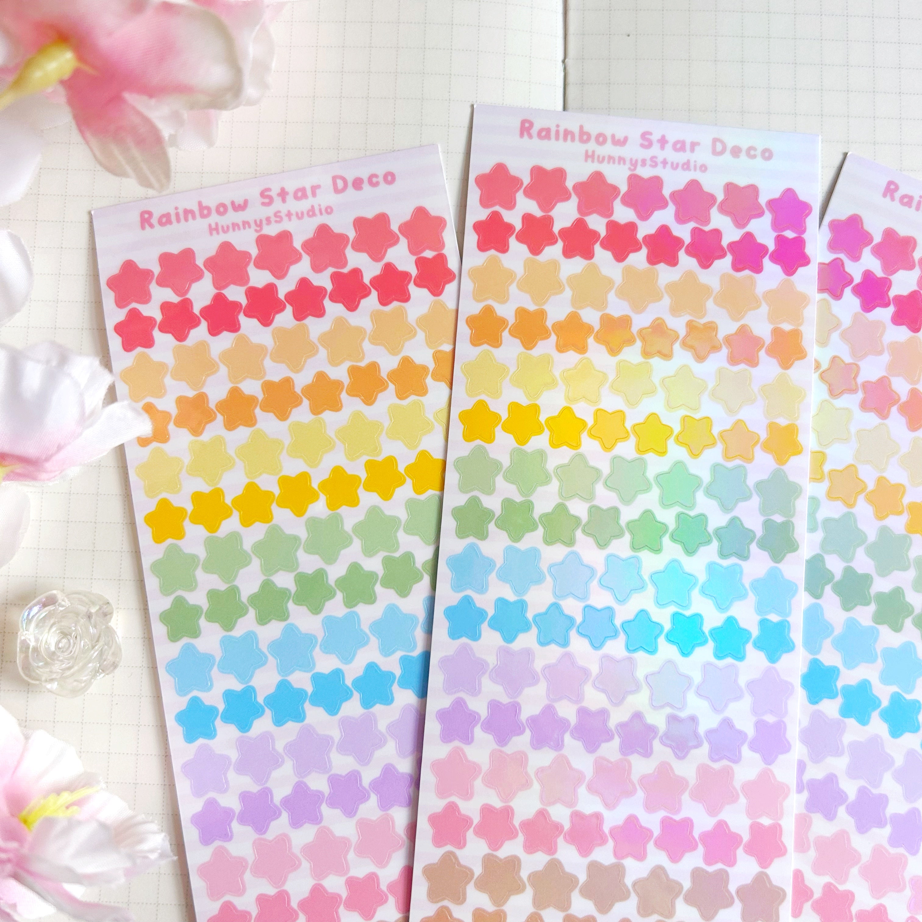 Rainbow Star deco vinyl holographic sticker sheet
