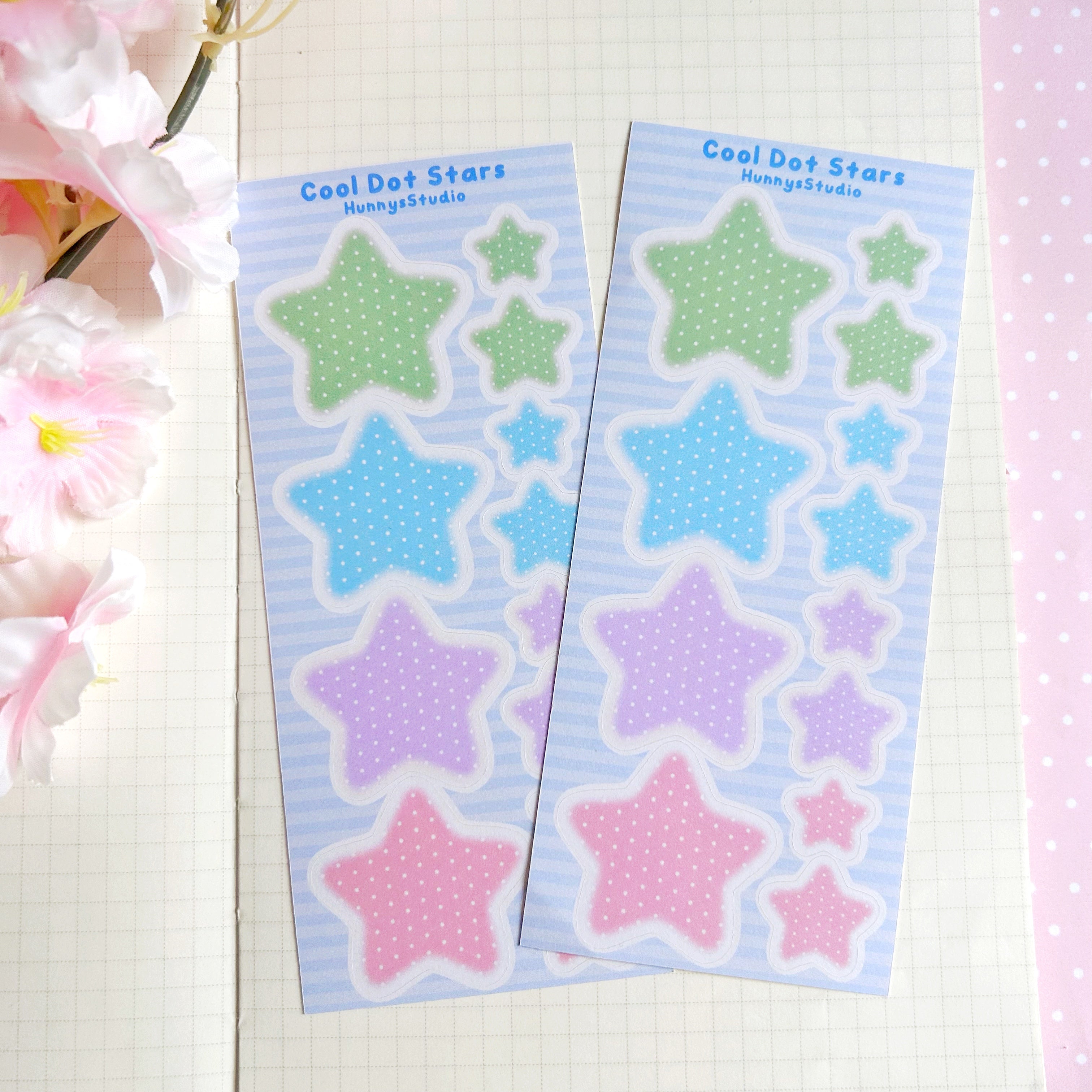 Warm and cool dot star matte sticker sheet