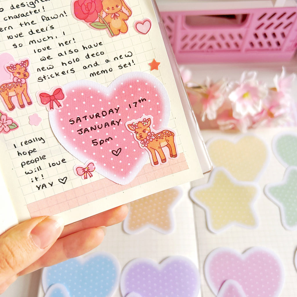 Heart and star dot memos, Rainbow memo note papers
