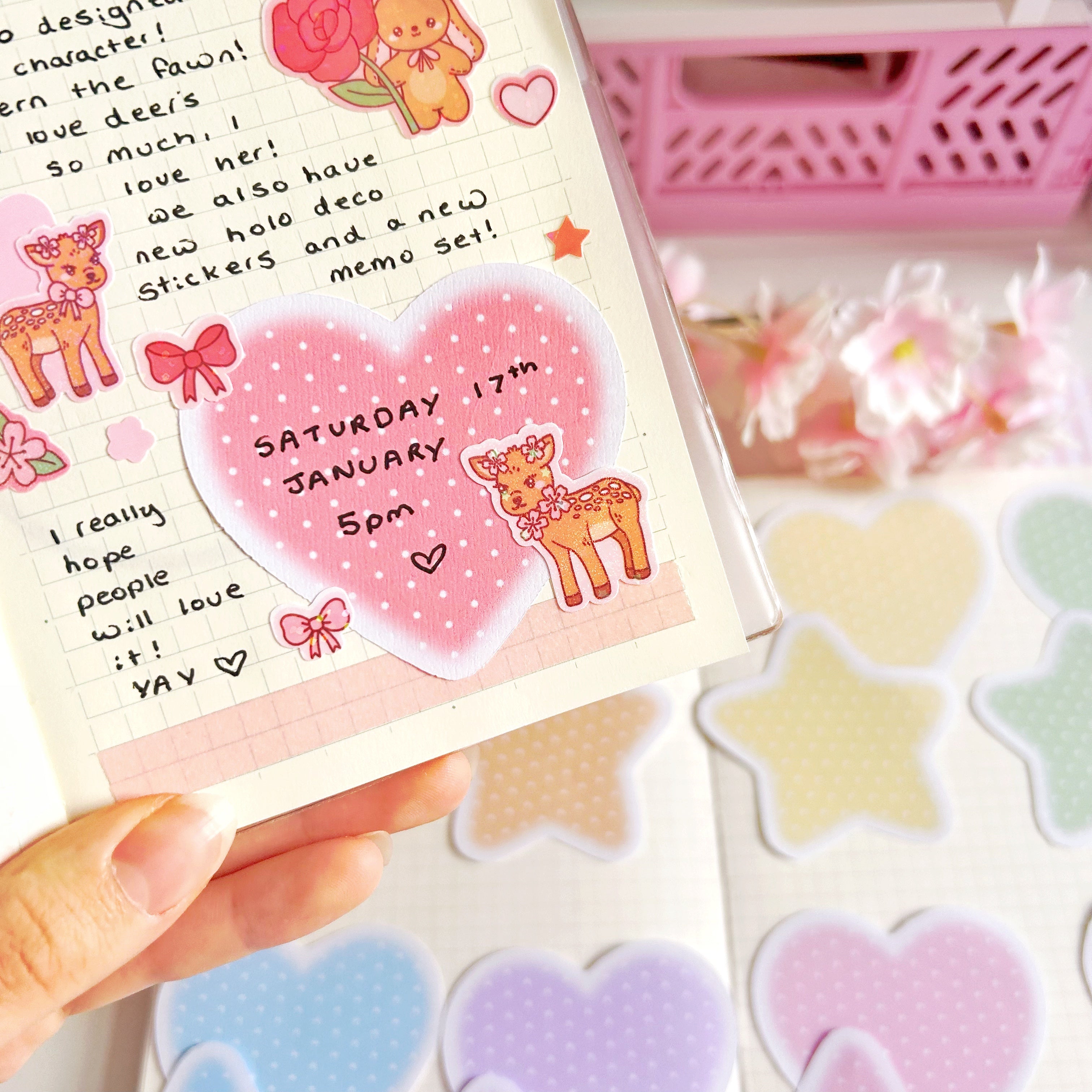 Heart and star dot memos, Rainbow memo note papers
