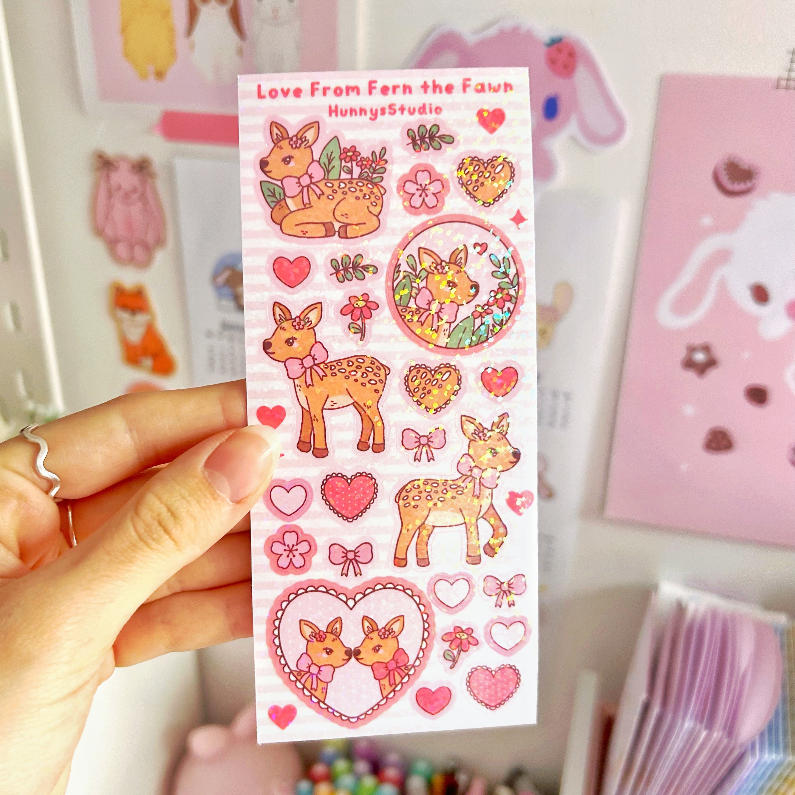 Love from Fern the fawn vinyl holographic sticker sheet