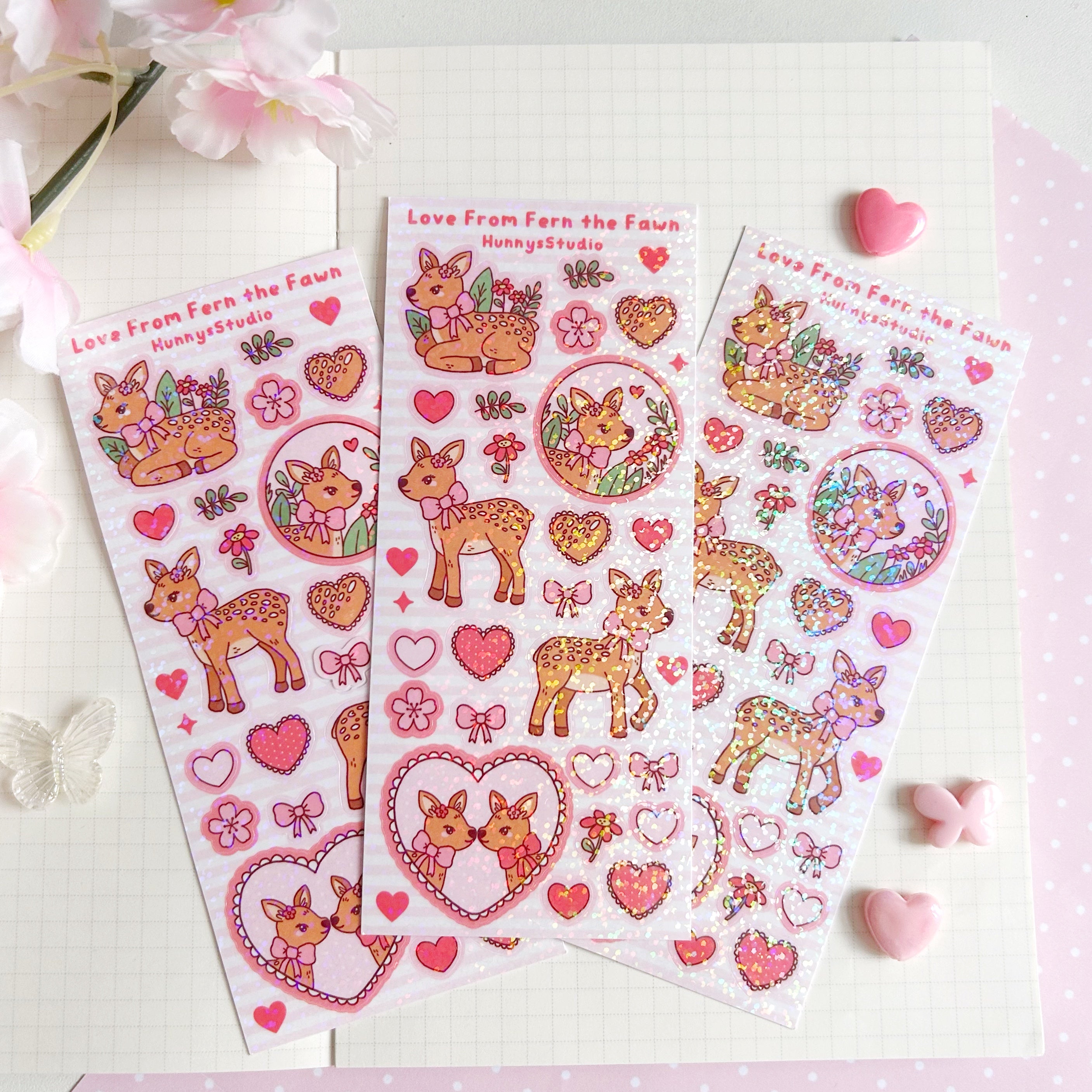 Love from Fern the fawn vinyl holographic sticker sheet