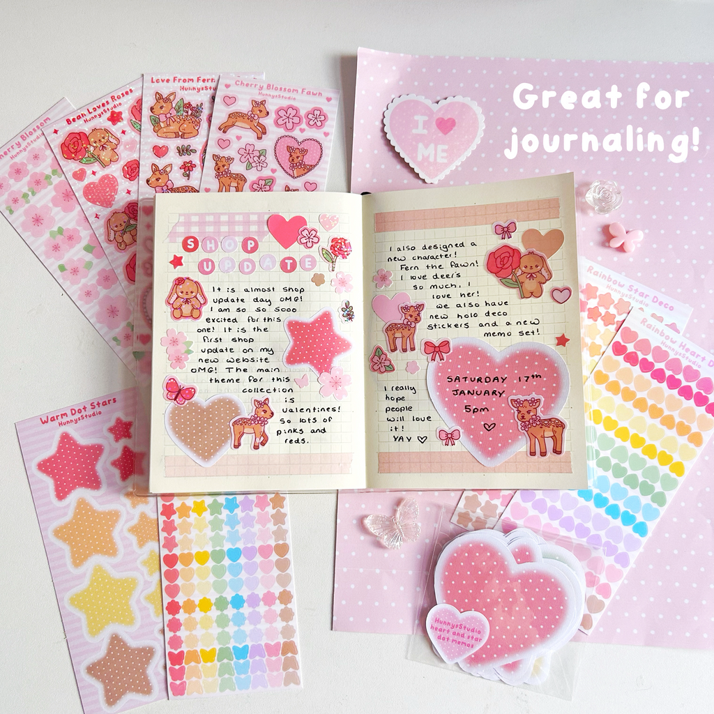Rainbow Heart deco vinyl holographic sticker sheet