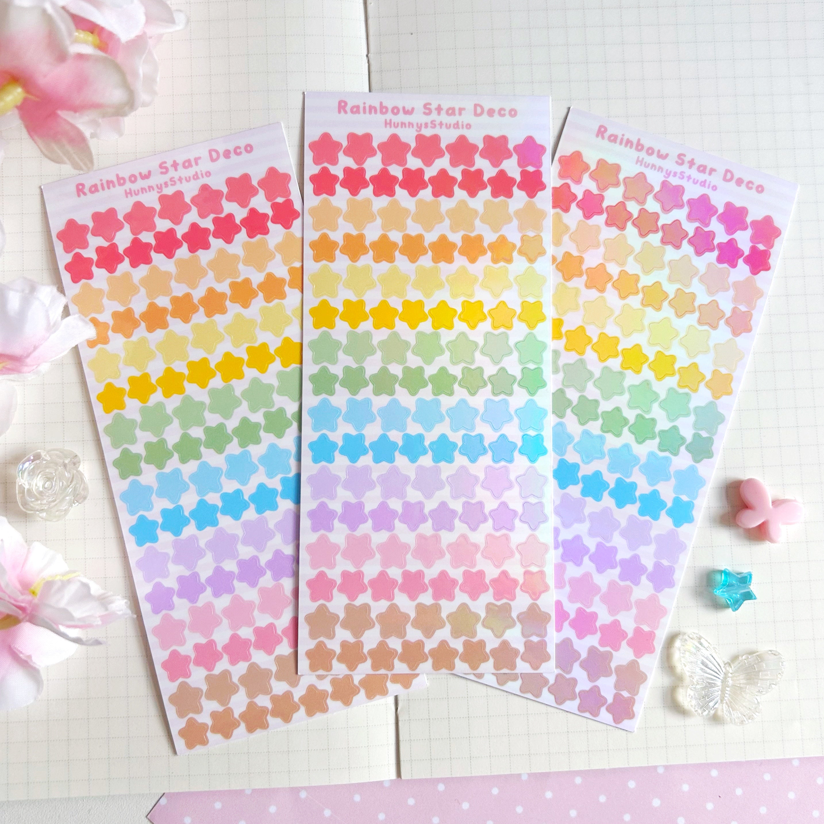 Rainbow Star deco vinyl holographic sticker sheet